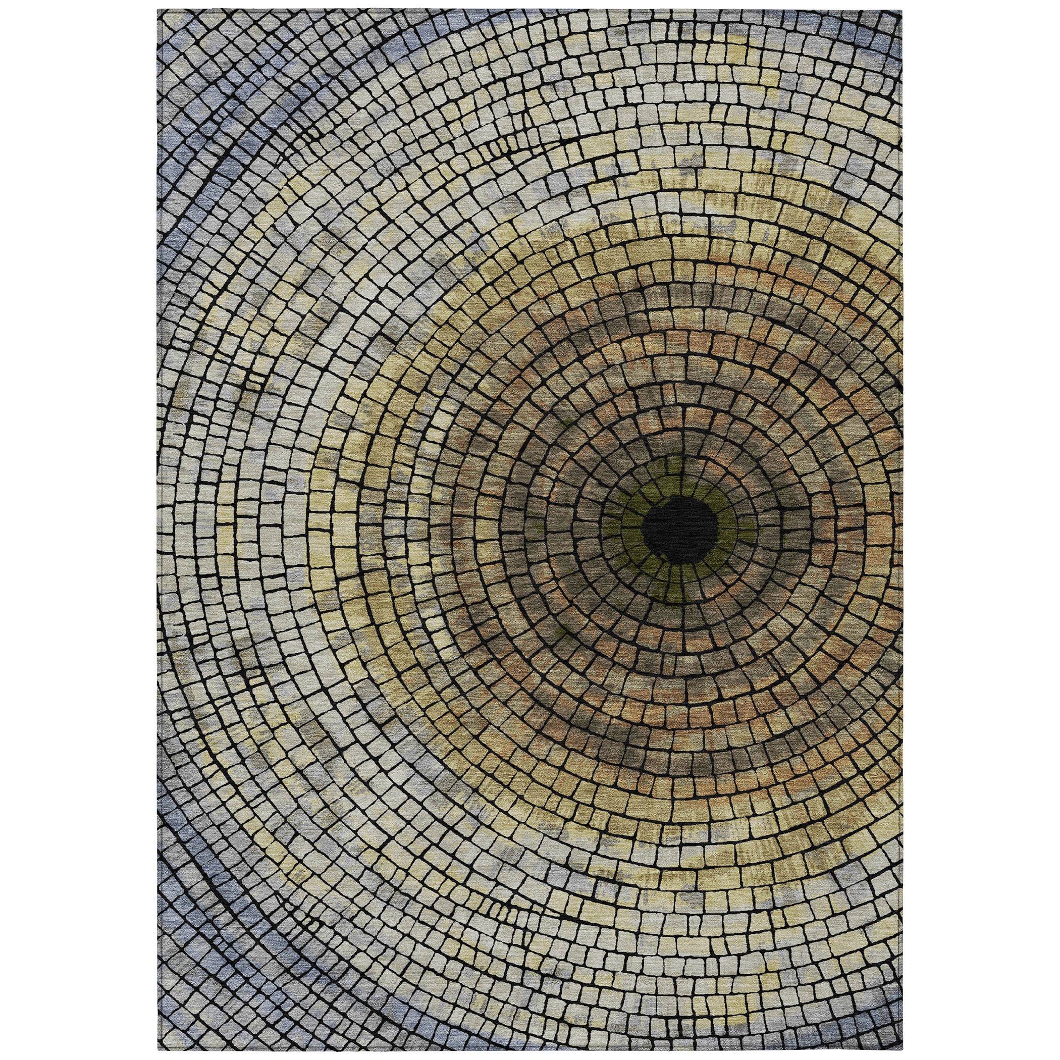 3' X 5' Gold And Gray Geometric Washable Indoor Outdoor Area Rug - Sports & Outdoor