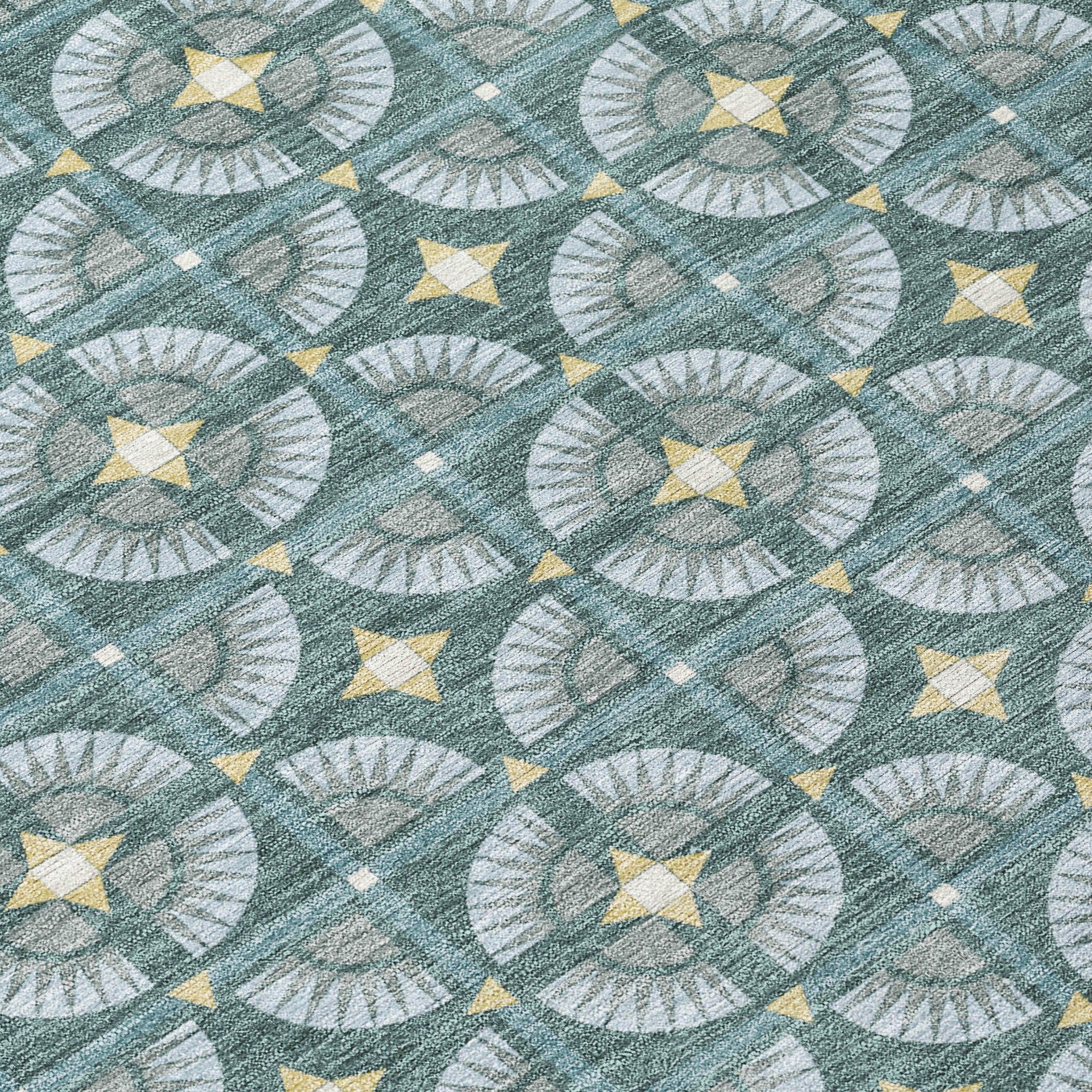 3' X 5' Teal Blue And Sky Blue Geometric Washable Indoor Outdoor Area Rug - Sports & Outdoor