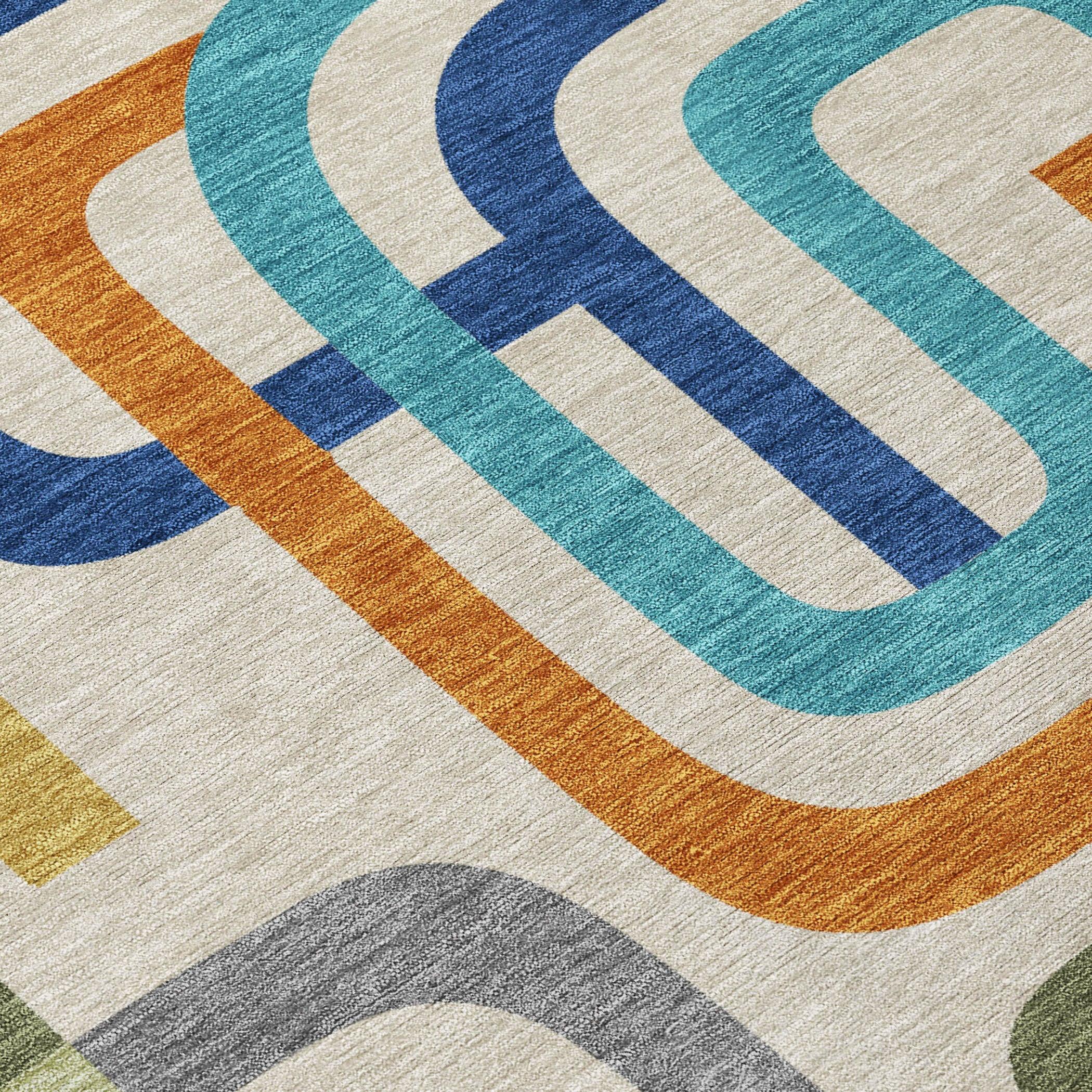 10' X 14' Beige And Green Geometric Washable Indoor Outdoor Area Rug - Outdoor | blocked-missing-media,…