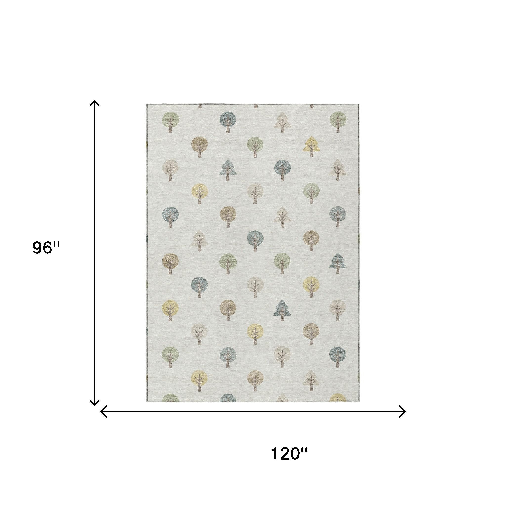8' X 10' Ivory And Brown Geometric Washable Indoor Outdoor Area Rug - Outdoor | blocked-missing-media,…