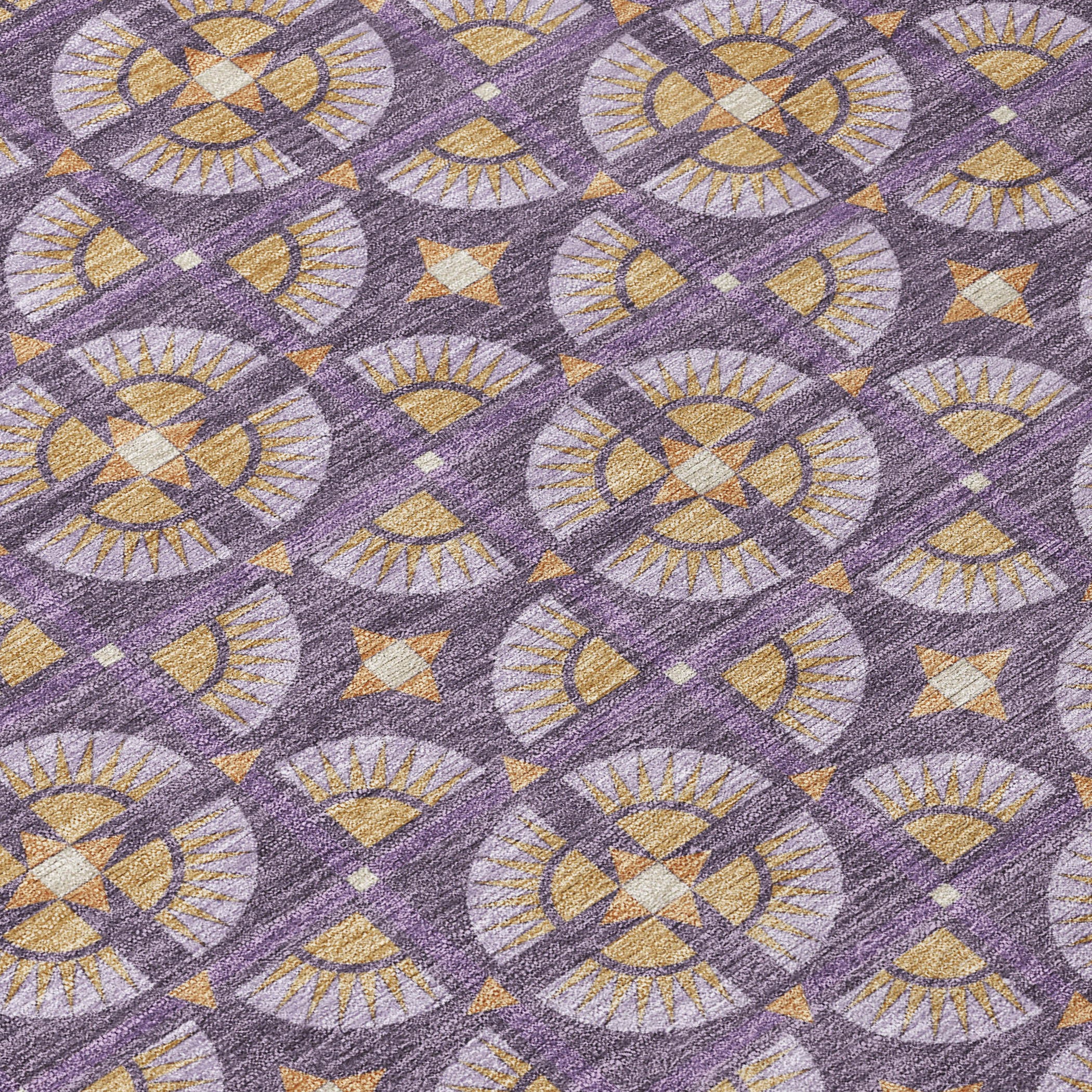 10' X 14' Purple And Gold Geometric Washable Indoor Outdoor Area Rug - Sports & Outdoor