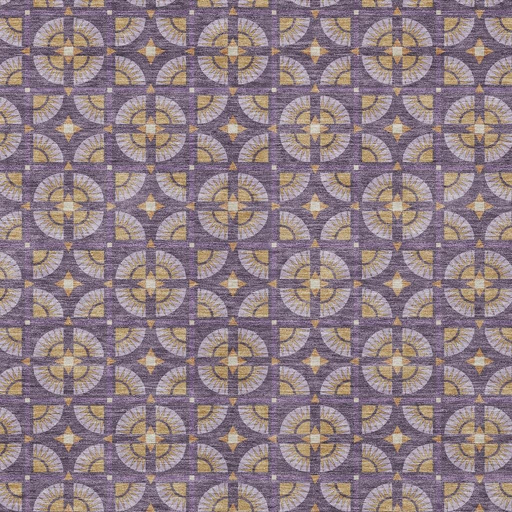 10' X 14' Purple And Gold Geometric Washable Indoor Outdoor Area Rug - Sports & Outdoor