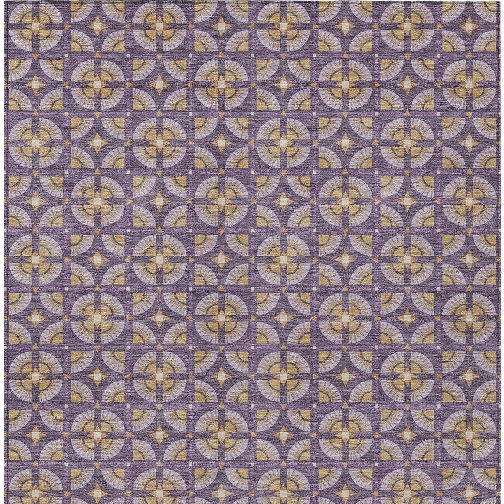 10' X 14' Purple And Gold Geometric Washable Indoor Outdoor Area Rug - Sports & Outdoor