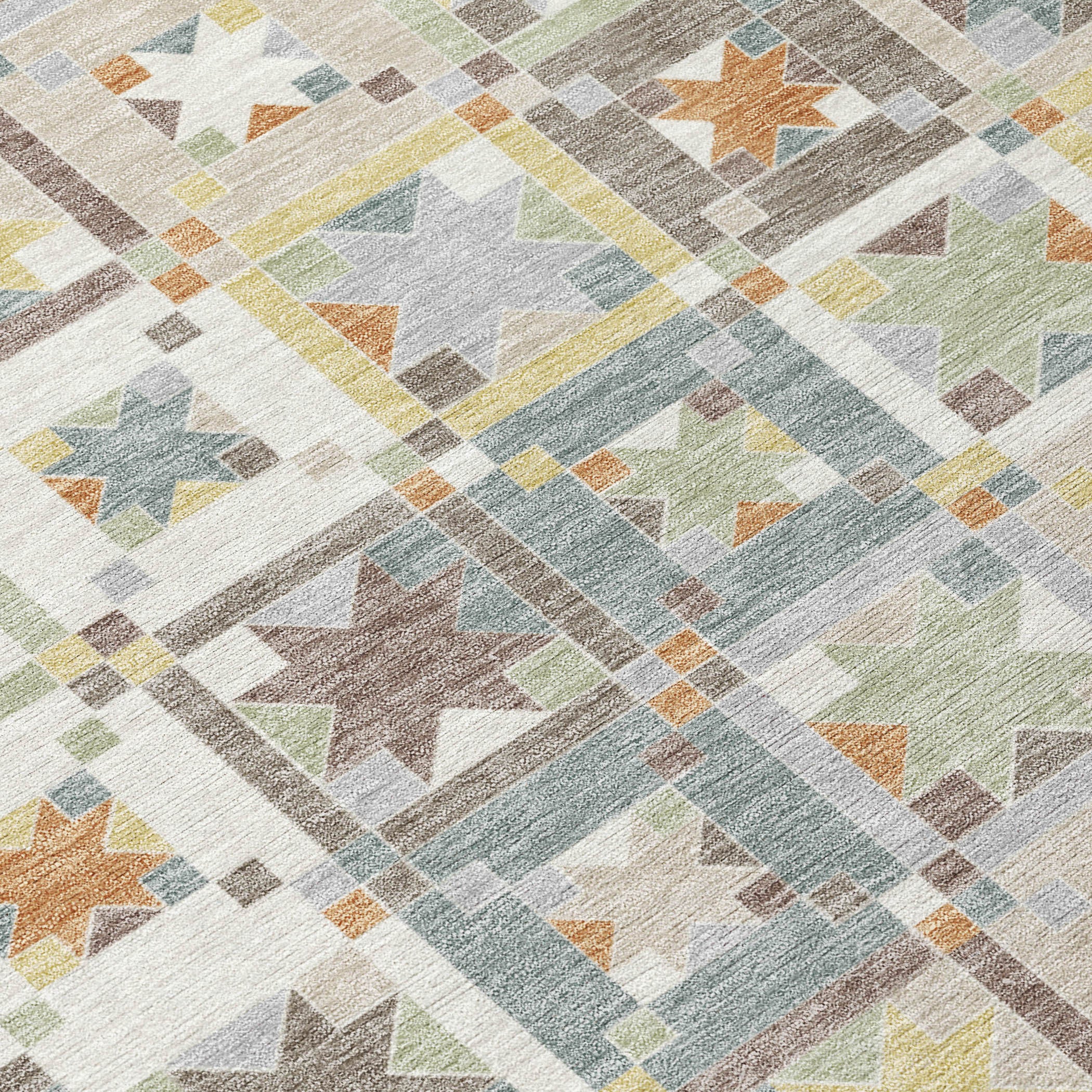3' X 5' Ivory And Brown Patchwork Washable Indoor Outdoor Area Rug - Sports & Outdoor