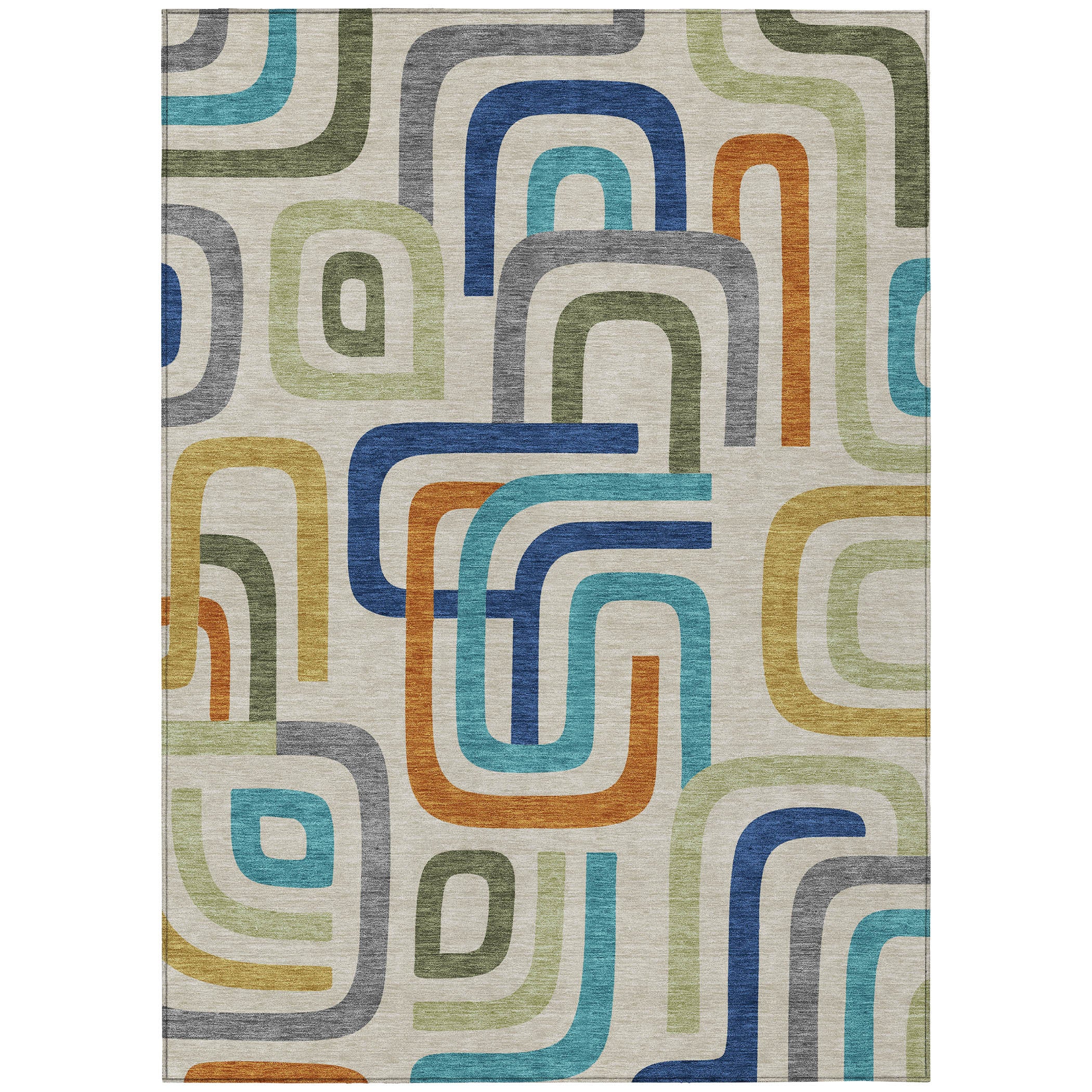 8' X 10' Beige And Green Geometric Washable Indoor Outdoor Area Rug - Outdoor | blocked-out-of-stock, Outdoor, sync-blocked
