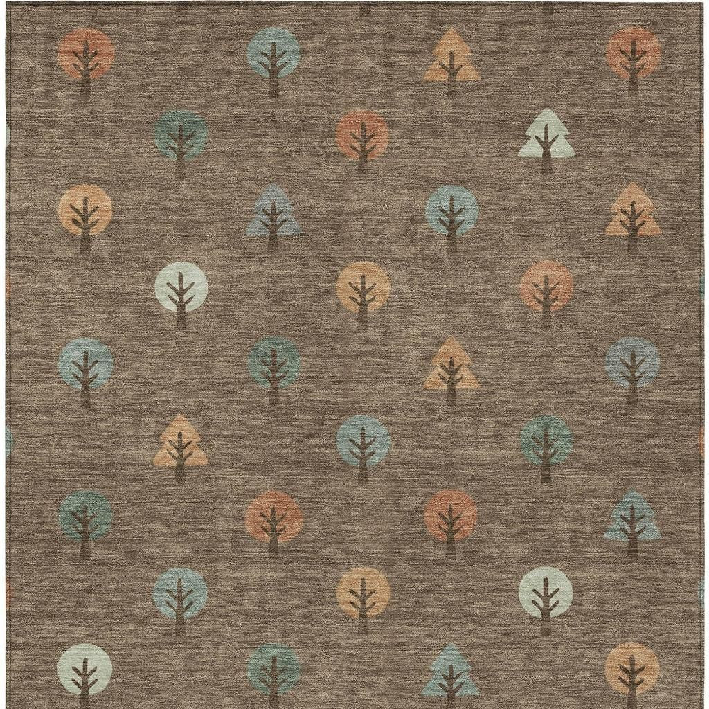3' X 5' Brown And Copper Geometric Washable Indoor Outdoor Area Rug - Outdoor | blocked-missing-media,…