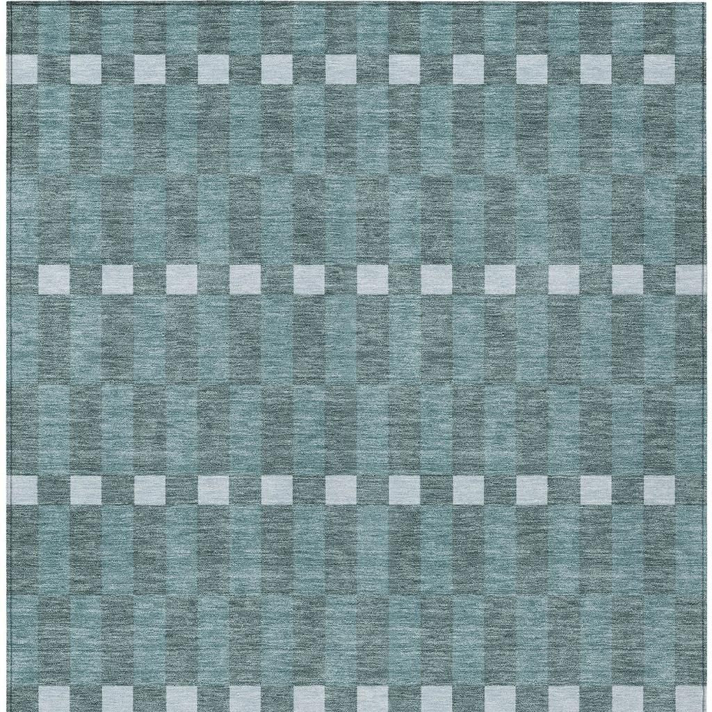 10' X 14' Teal Blue And Sky Blue Geometric Washable Indoor Outdoor Area Rug - Sports & Outdoor