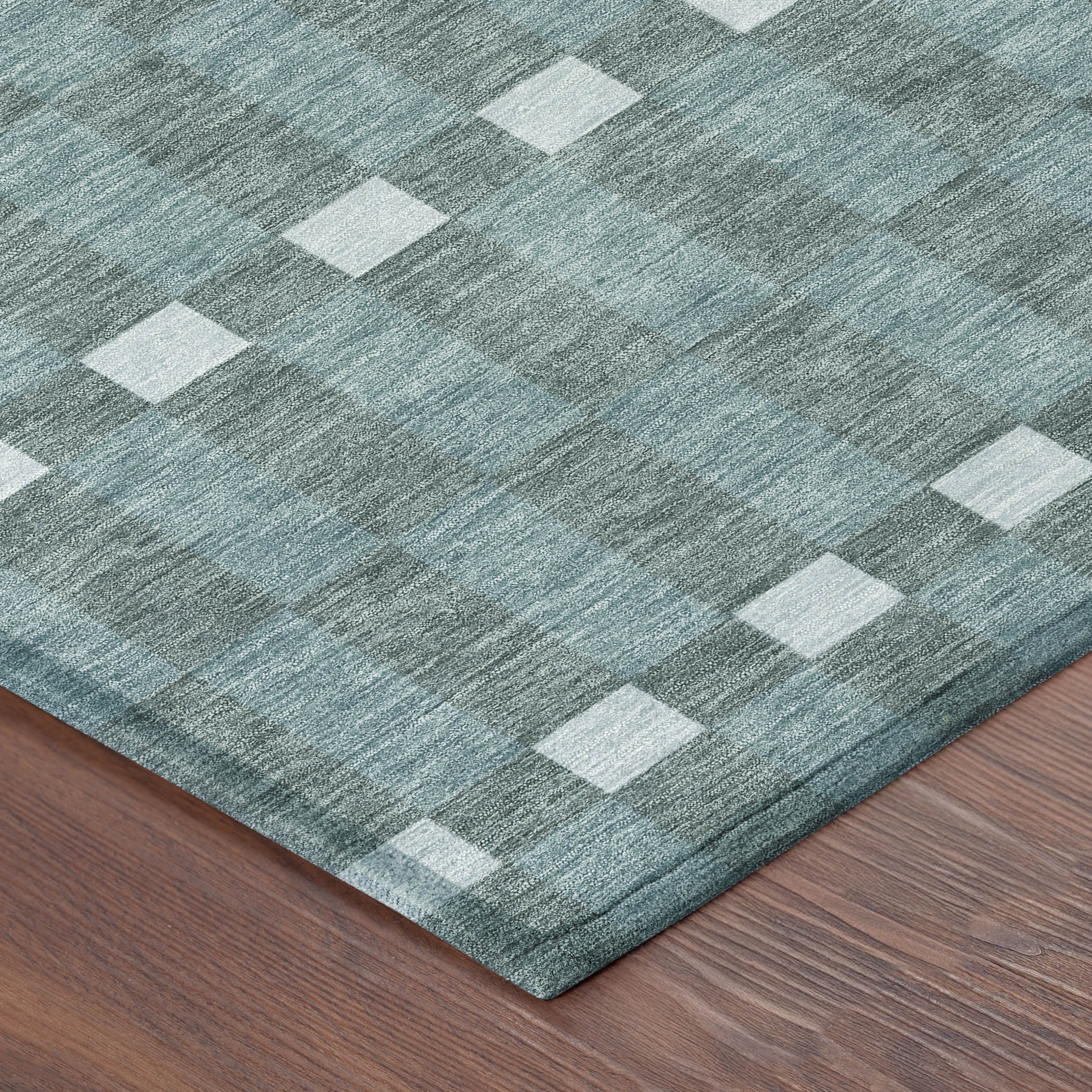 10' X 14' Teal Blue And Sky Blue Geometric Washable Indoor Outdoor Area Rug - Sports & Outdoor