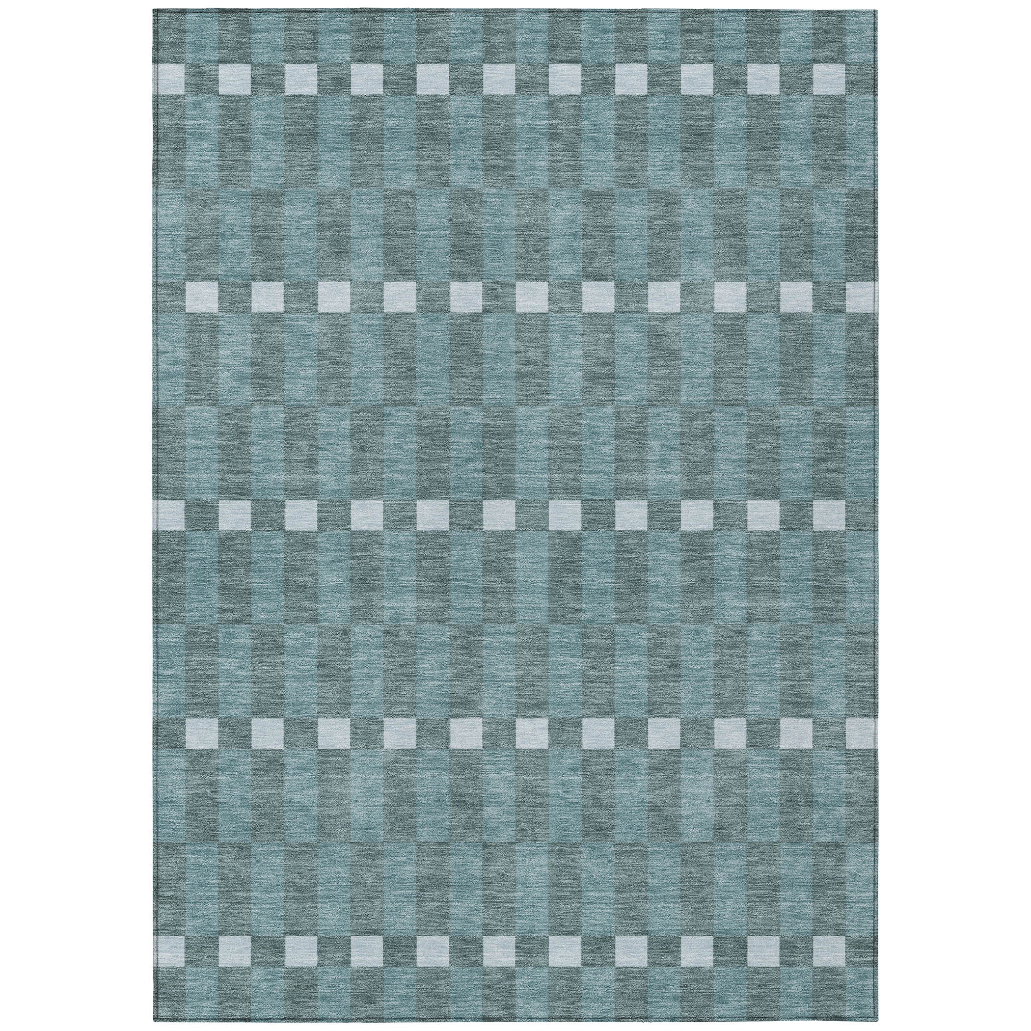 10' X 14' Teal Blue And Sky Blue Geometric Washable Indoor Outdoor Area Rug - Sports & Outdoor