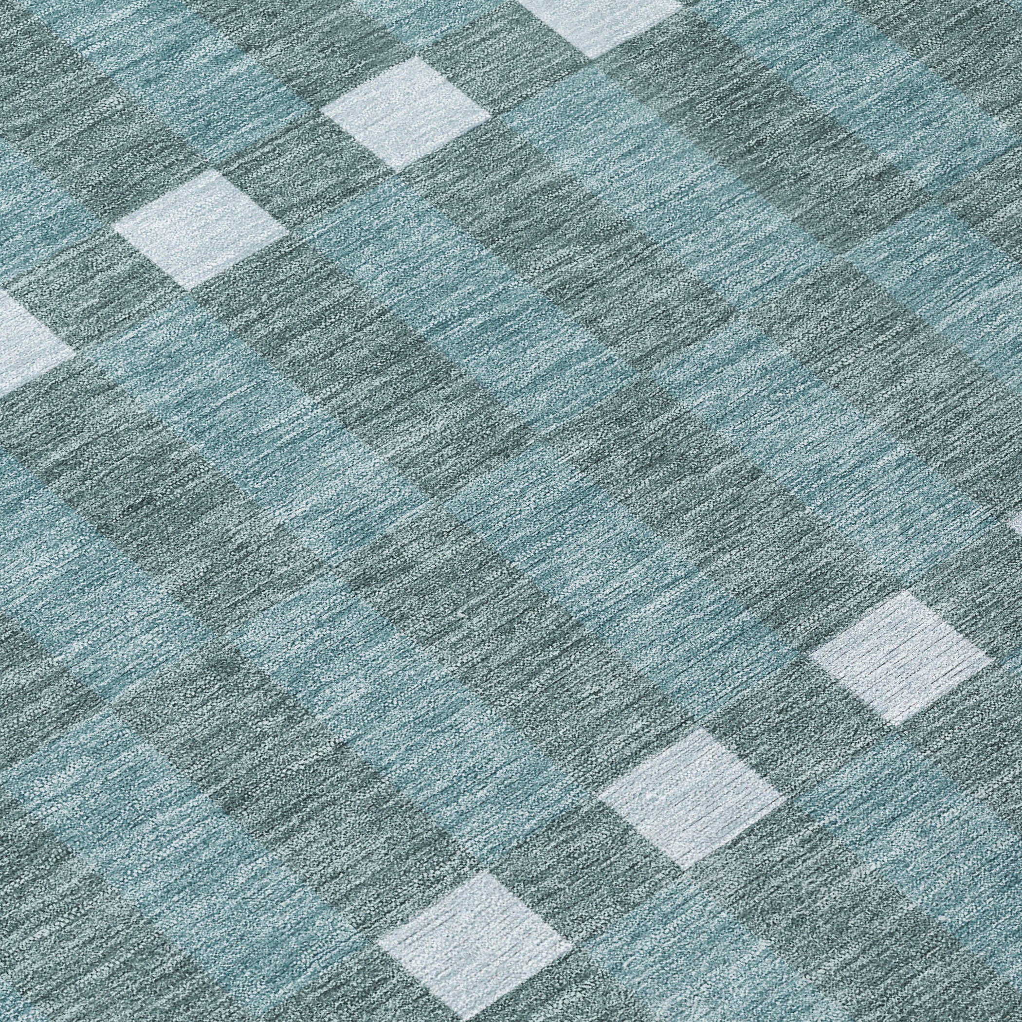 10' X 14' Teal Blue And Sky Blue Geometric Washable Indoor Outdoor Area Rug - Sports & Outdoor