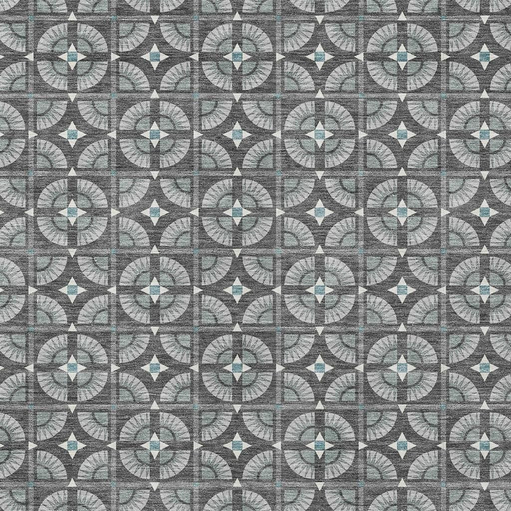 5' X 8' Charcoal And Silver Geometric Washable Indoor Outdoor Area Rug - Sports & Outdoor