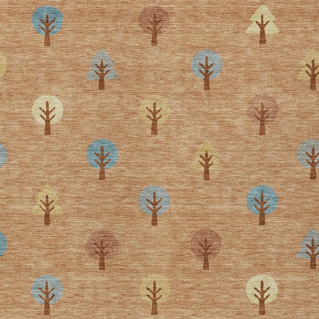 3' X 5' Copper And Teal Blue Geometric Washable Indoor Outdoor Area Rug - Outdoor | blocked-missing-media,…