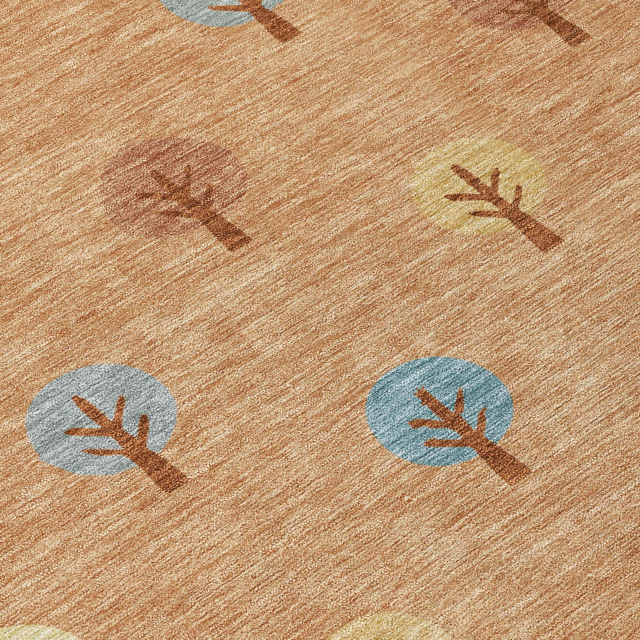 3' X 5' Copper And Teal Blue Geometric Washable Indoor Outdoor Area Rug - Outdoor | blocked-missing-media,…