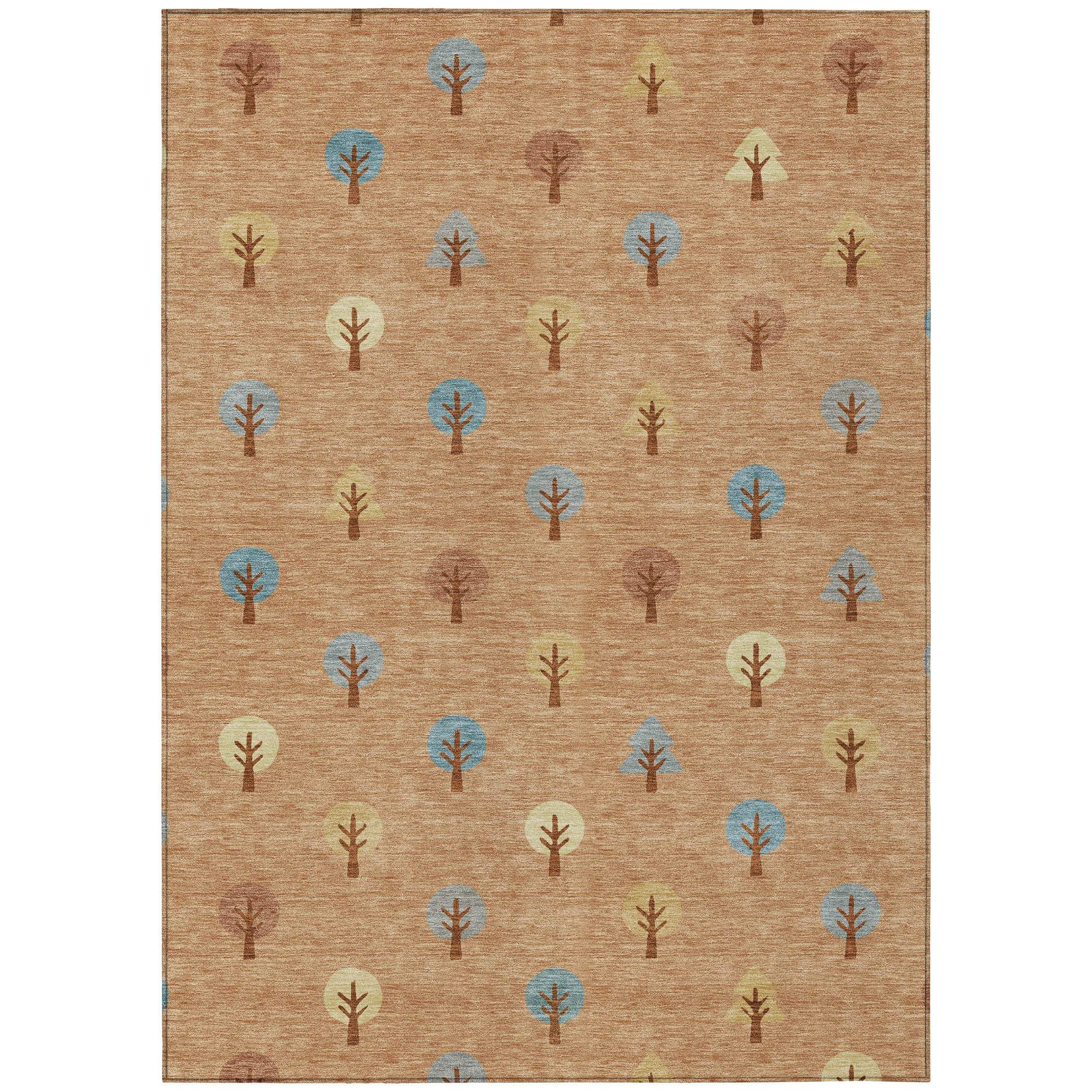 3' X 5' Copper And Teal Blue Geometric Washable Indoor Outdoor Area Rug - Outdoor | blocked-missing-media,…