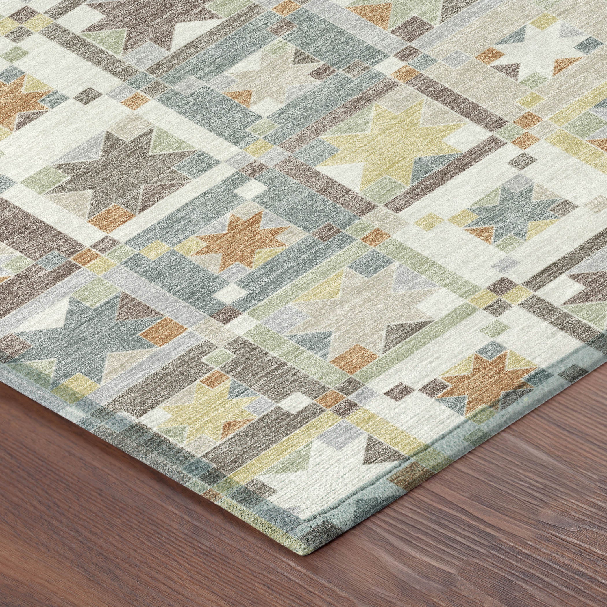 8' X 10' Ivory And Brown Patchwork Washable Indoor Outdoor Area Rug - Sports & Outdoor