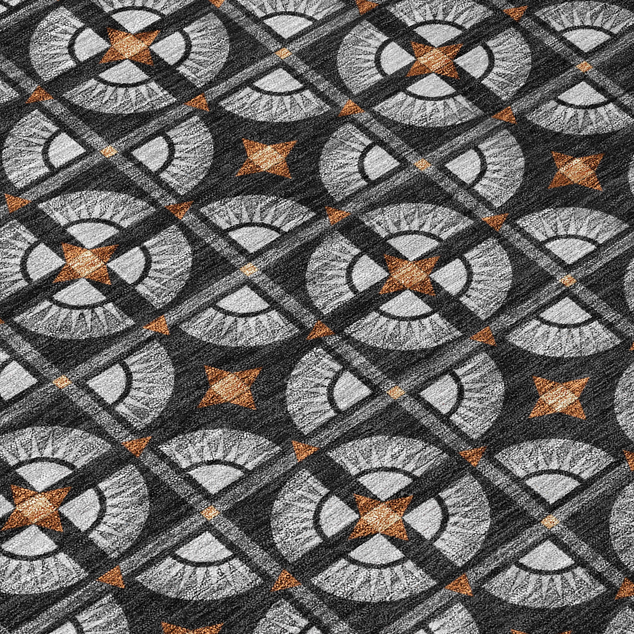 3' X 5' Black And Silver Geometric Washable Indoor Outdoor Area Rug - Sports & Outdoor