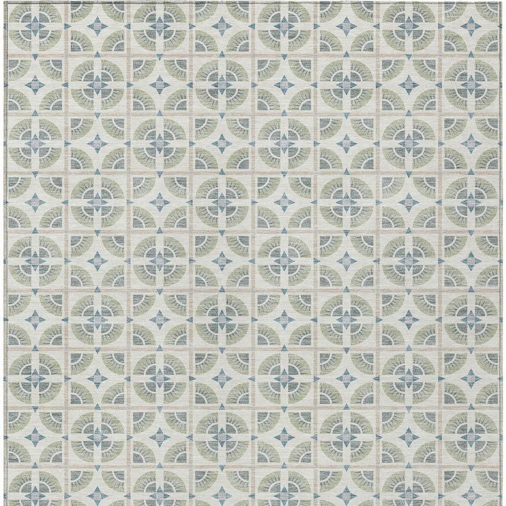 8' X 10' Ivory And Beige Geometric Washable Indoor Outdoor Area Rug - Outdoor | blocked-missing-media,…