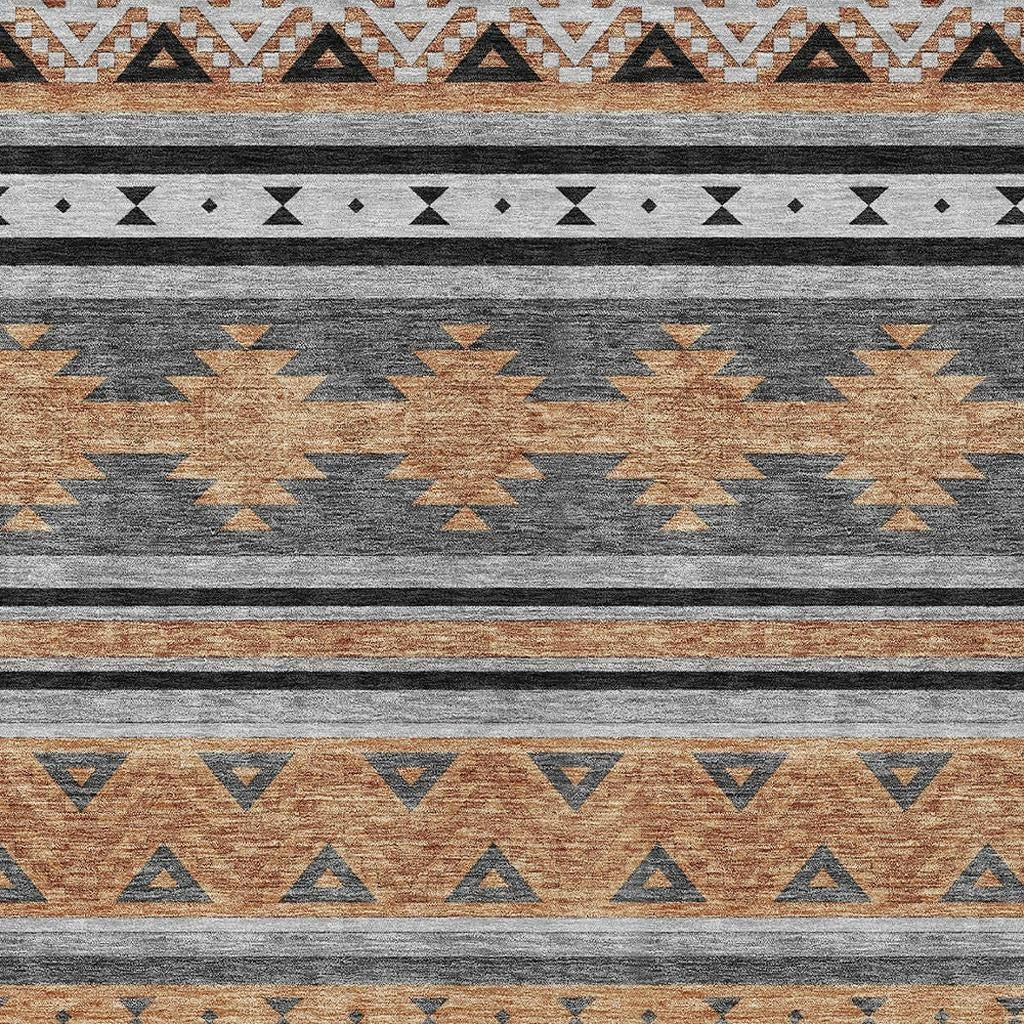 5' X 8' Black And Copper Southwestern Washable Indoor Outdoor Area Rug - Sports & Outdoor
