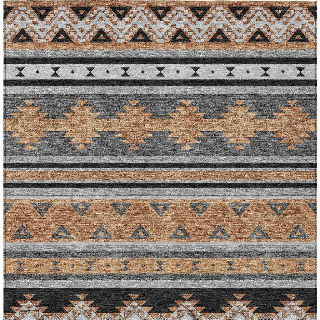 3' X 5' Black And Copper Southwestern Washable Indoor Outdoor Area Rug - Sports & Outdoor