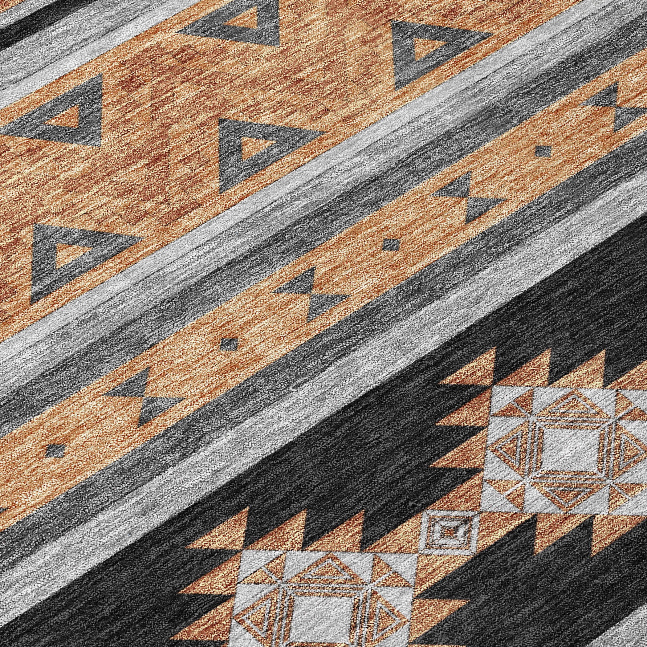 3' X 5' Black And Copper Southwestern Washable Indoor Outdoor Area Rug - Sports & Outdoor