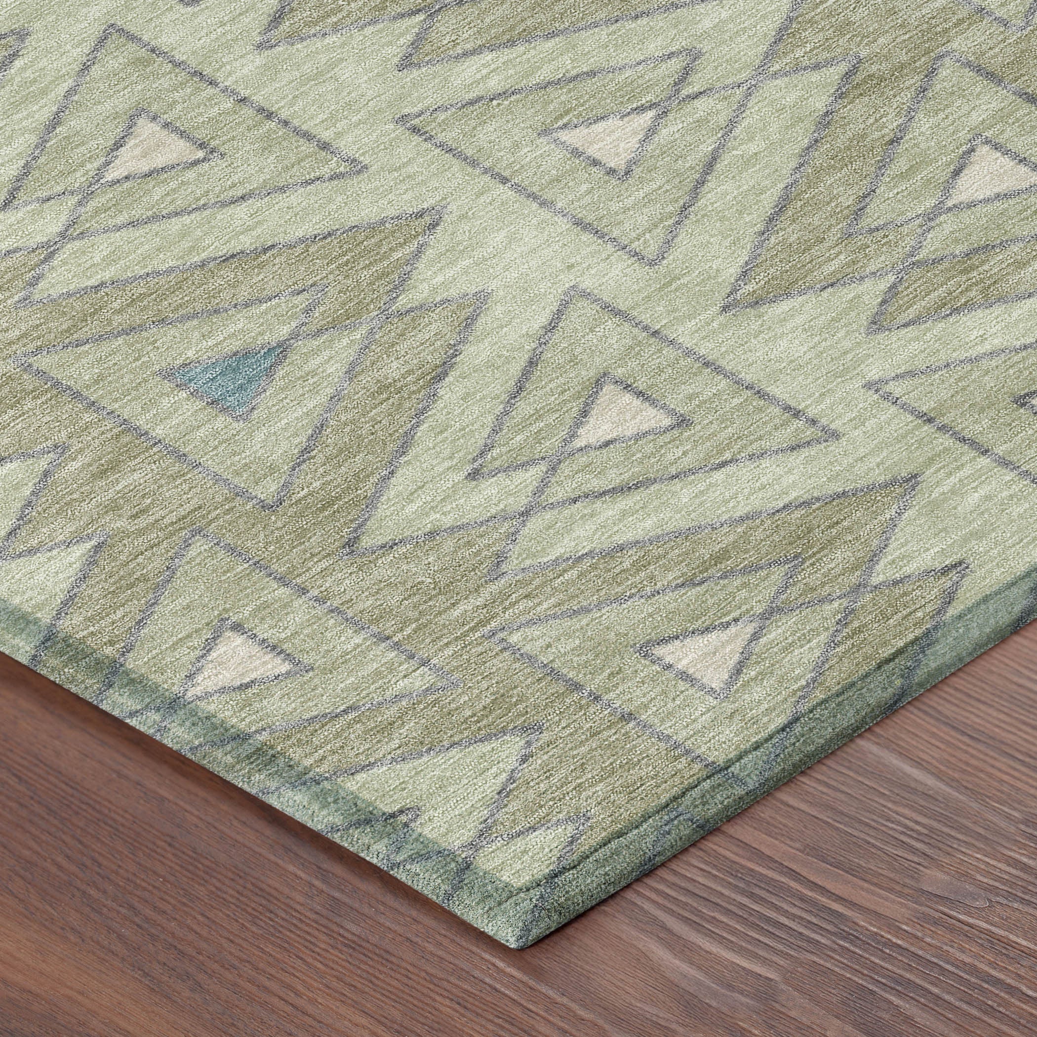 3' X 5' Green And Sage Geometric Washable Indoor Outdoor Area Rug - Sports & Outdoor