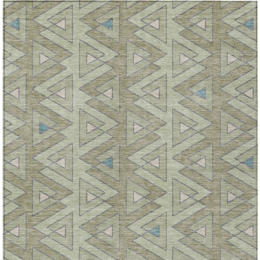 3' X 5' Green And Sage Geometric Washable Indoor Outdoor Area Rug - Sports & Outdoor