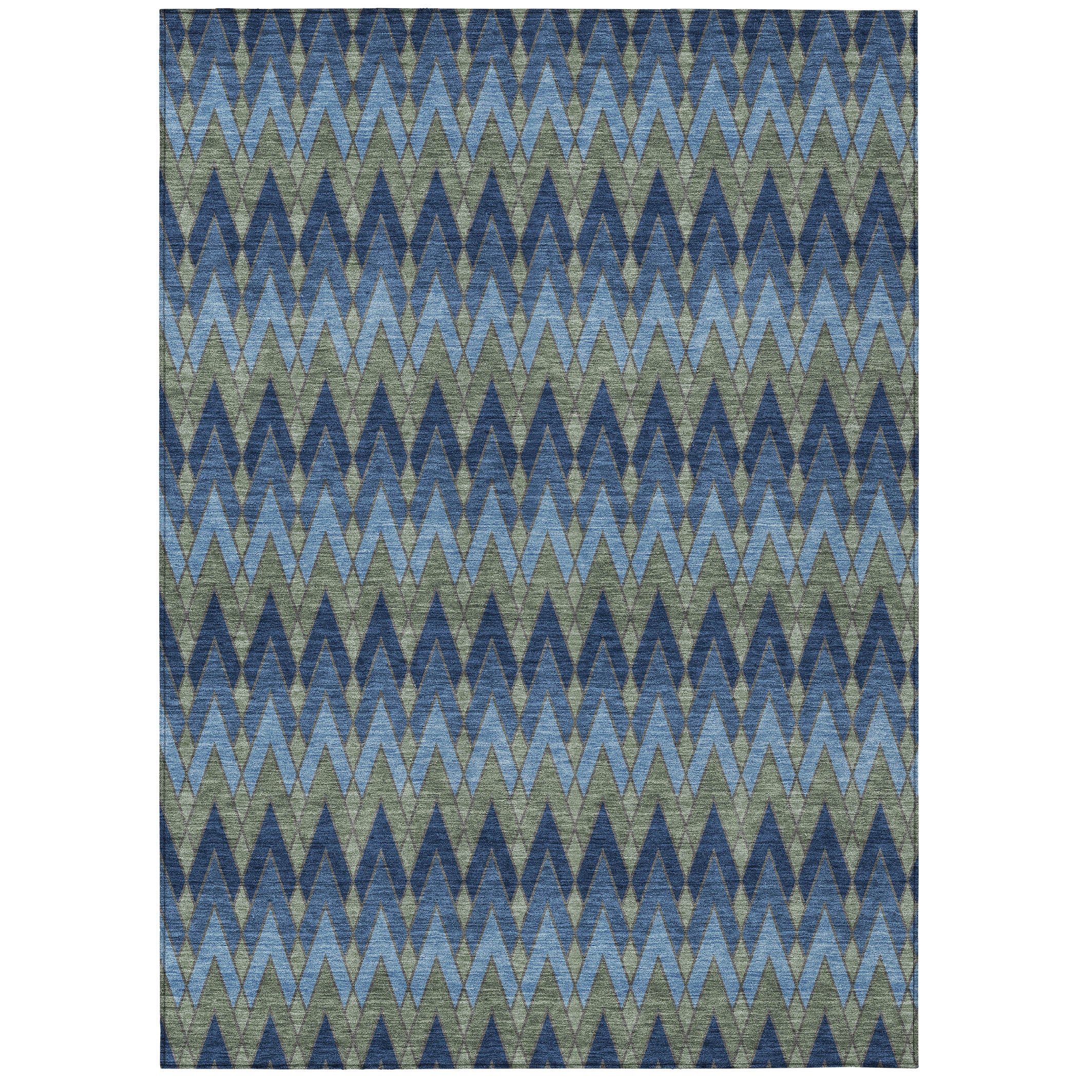 3' X 5' Navy Blue And Green Geometric Washable Indoor Outdoor Area Rug - Sports & Outdoor