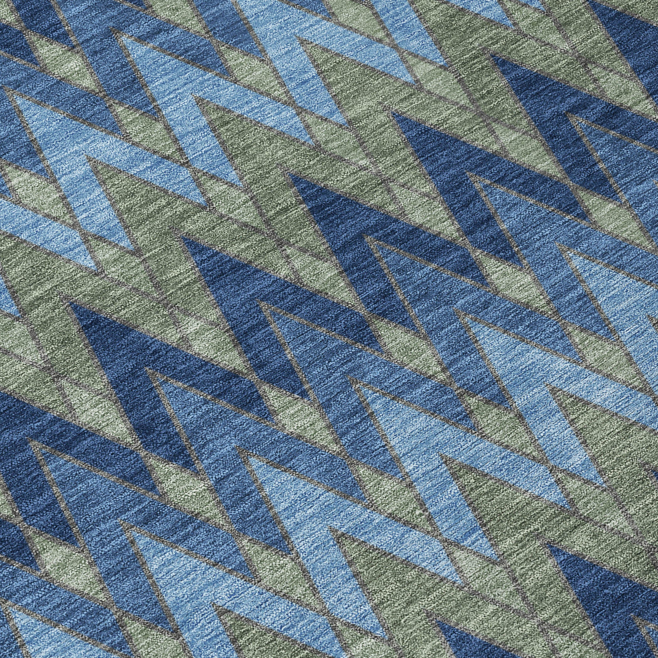 3' X 5' Navy Blue And Green Geometric Washable Indoor Outdoor Area Rug - Sports & Outdoor