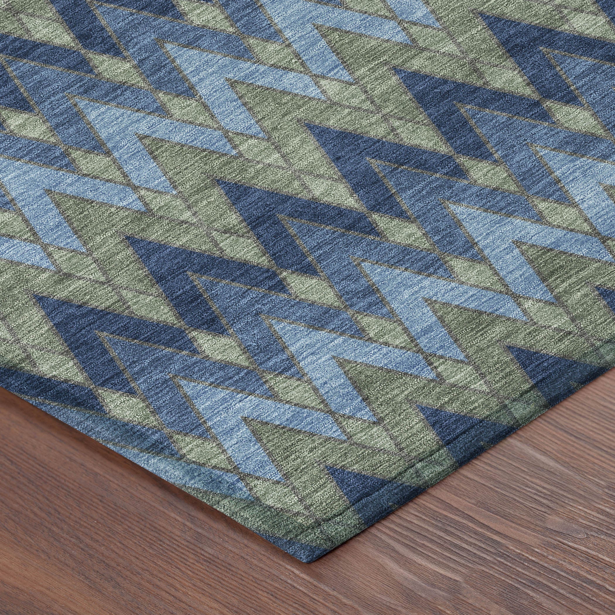 3' X 5' Navy Blue And Green Geometric Washable Indoor Outdoor Area Rug - Sports & Outdoor