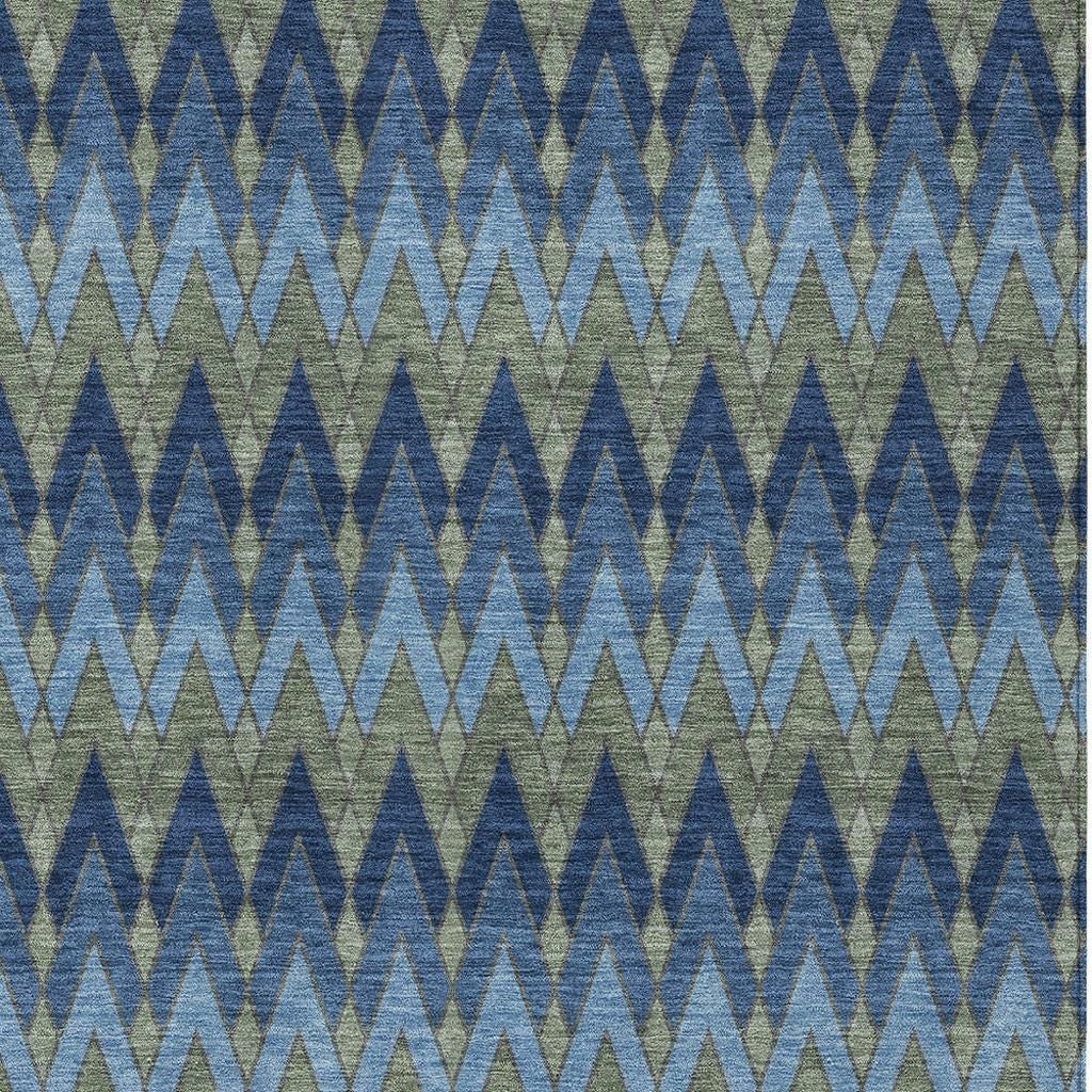 3' X 5' Navy Blue And Green Geometric Washable Indoor Outdoor Area Rug - Sports & Outdoor