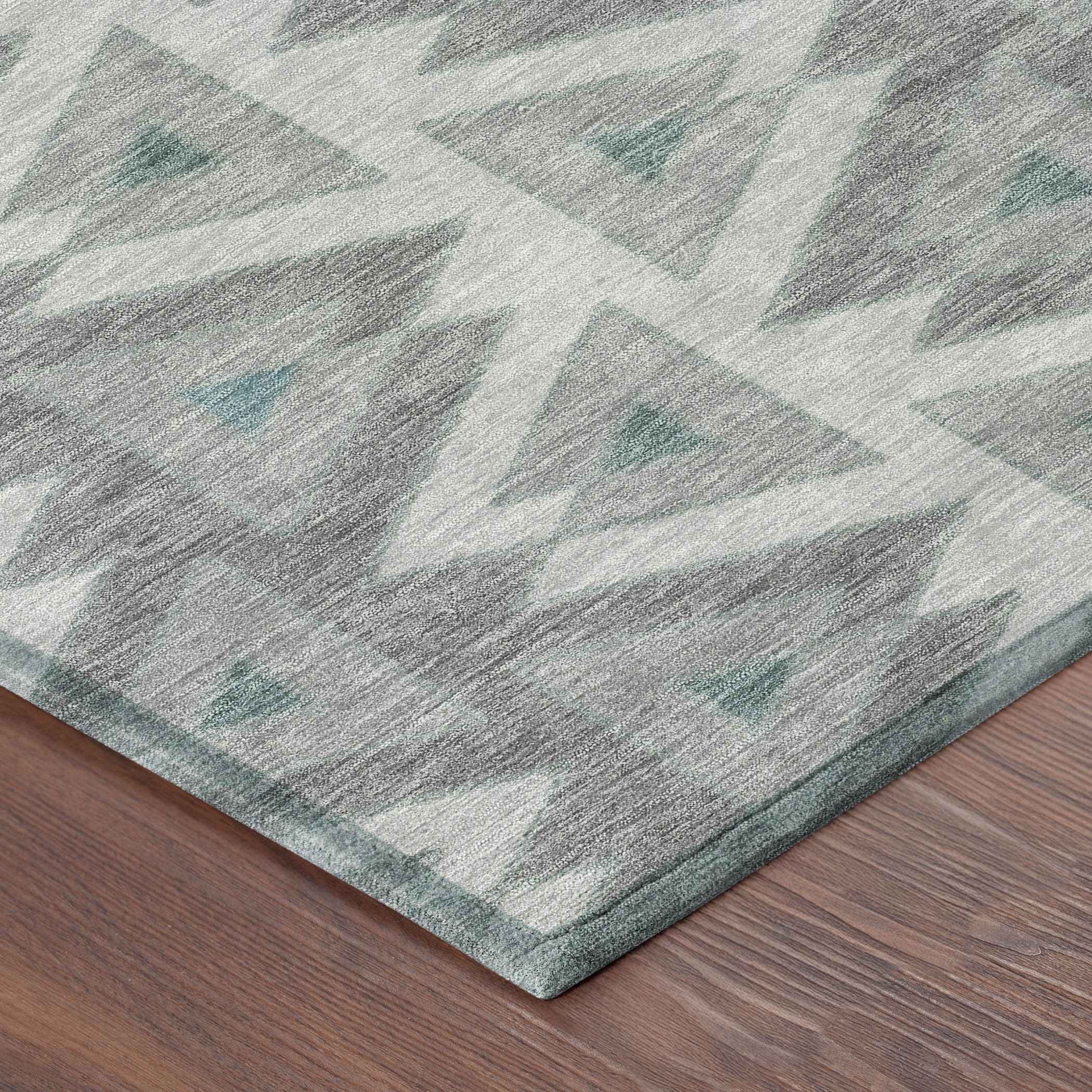 10' X 14' Silver And Gray Geometric Washable Indoor Outdoor Area Rug - Outdoor | blocked-out-of-stock, Outdoor, sync-blocked