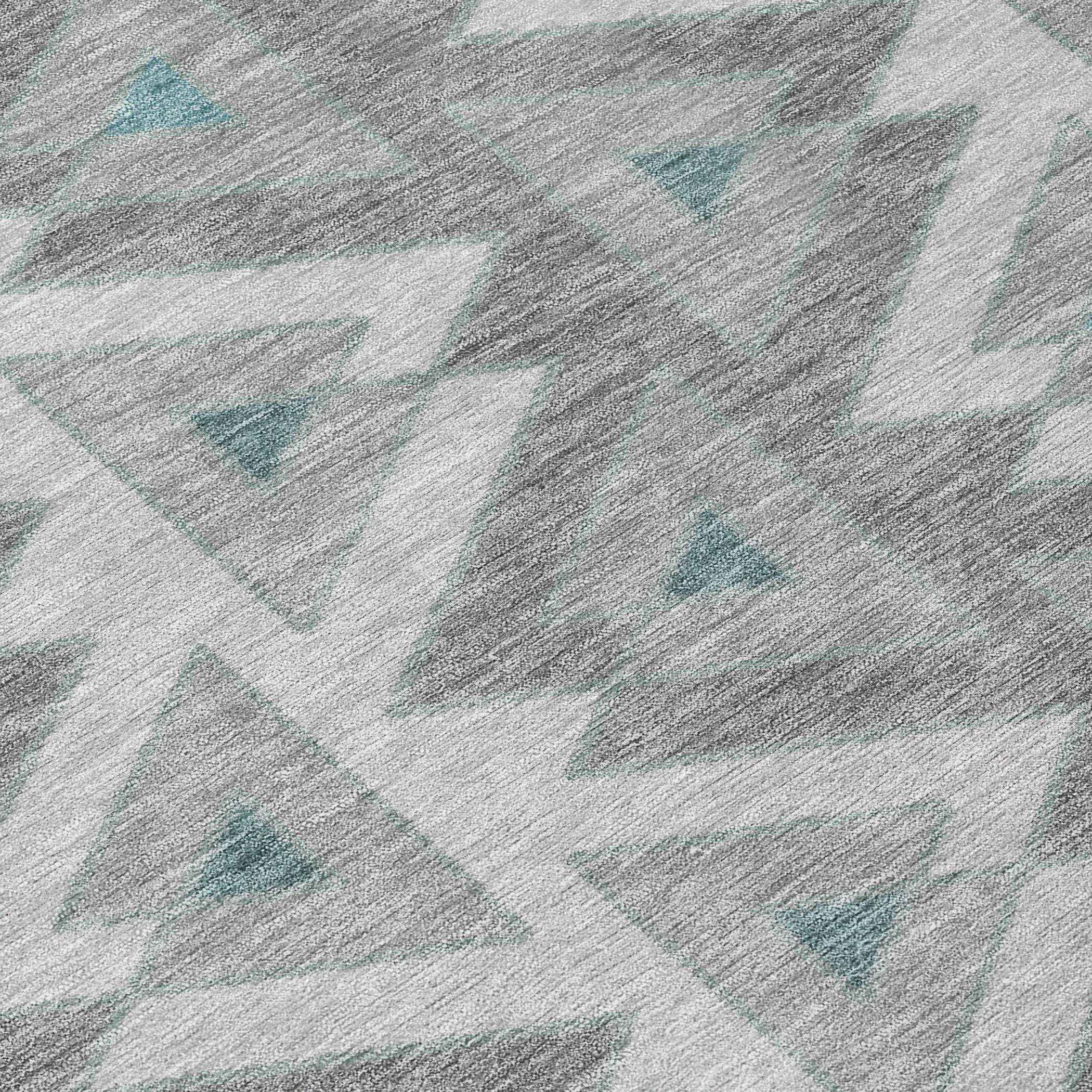 10' X 14' Silver And Gray Geometric Washable Indoor Outdoor Area Rug - Outdoor | blocked-out-of-stock, Outdoor, sync-blocked