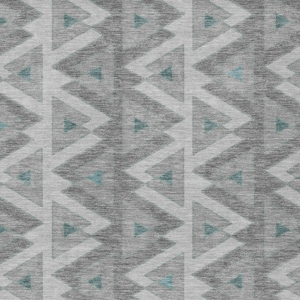10' X 14' Silver And Gray Geometric Washable Indoor Outdoor Area Rug - Outdoor | blocked-out-of-stock, Outdoor, sync-blocked