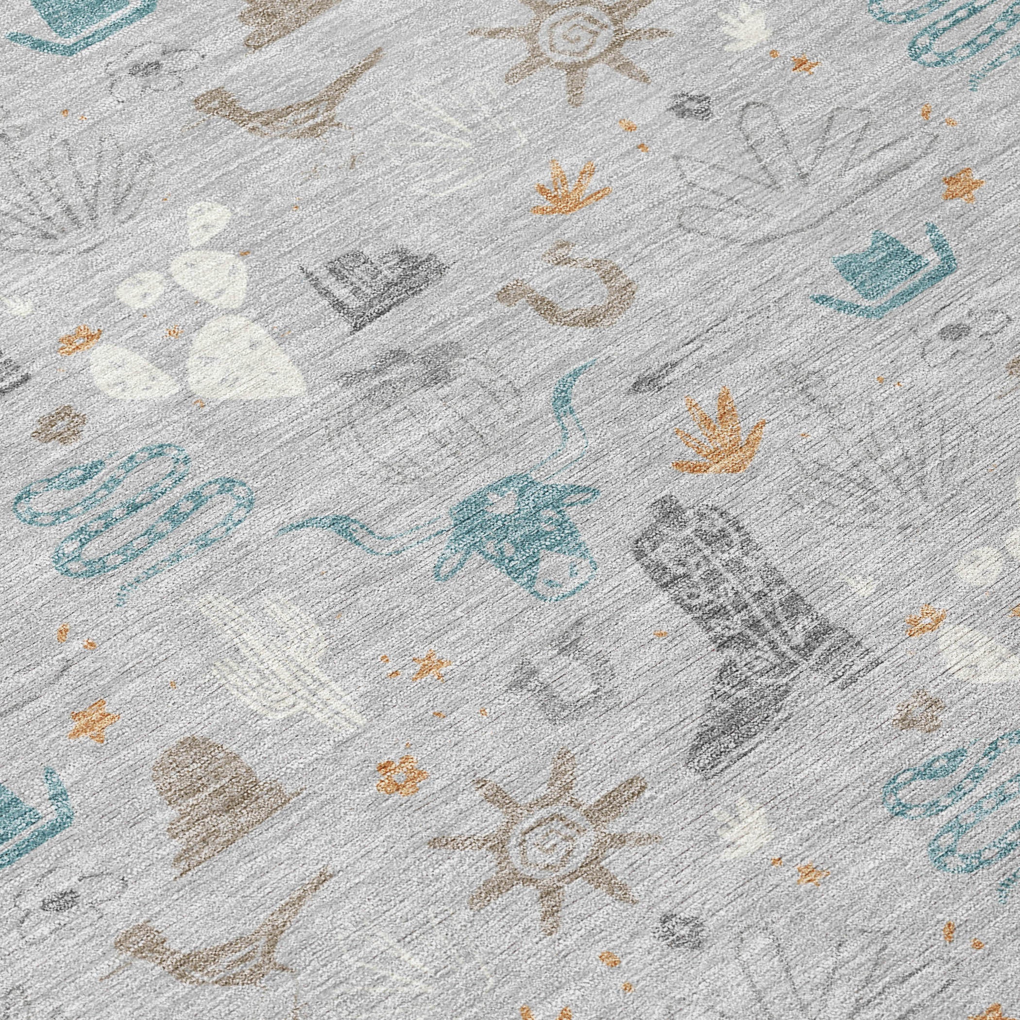 8' Silver And Teal Blue Round Cactus Washable Indoor Outdoor Area Rug - Sports & Outdoor