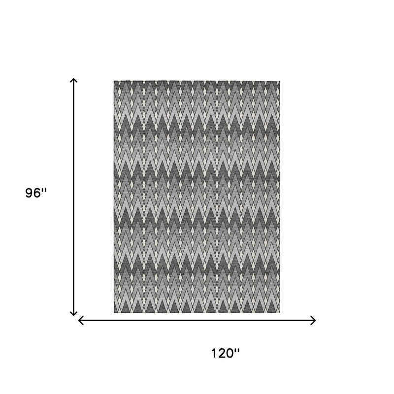 Charcoal and black geometric chevron area rug, 120 in x 96 in diagram