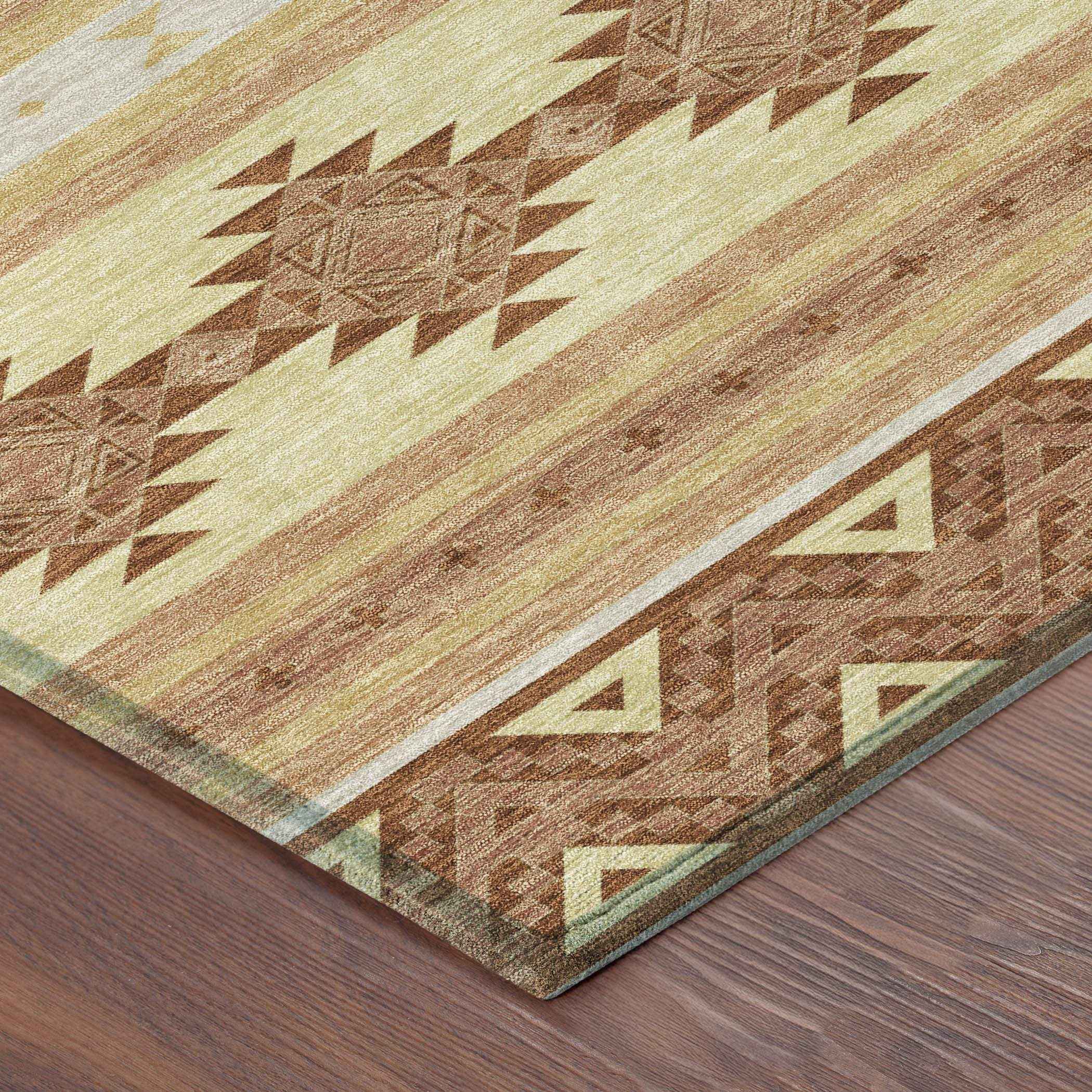 10' X 14' Gold And Copper Southwestern Washable Indoor Outdoor Area Rug - Outdoor | blocked-missing-media,…
