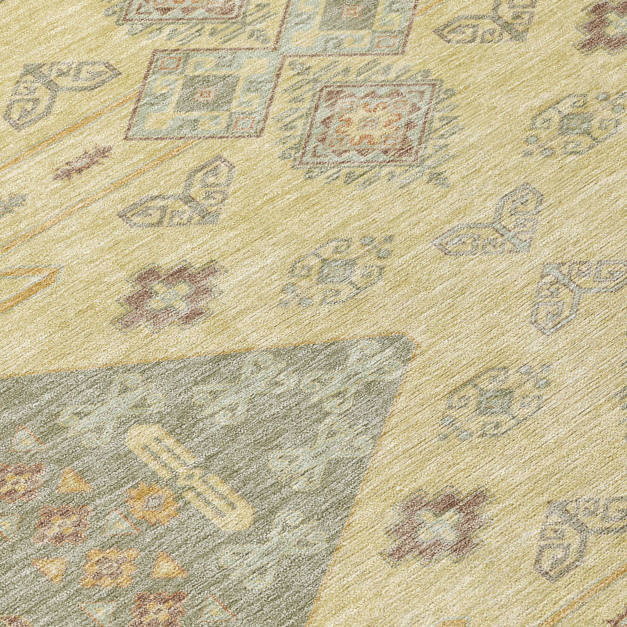 8' X 10' Sage And Wheat Geometric Washable Indoor Outdoor Area Rug - Sports & Outdoor