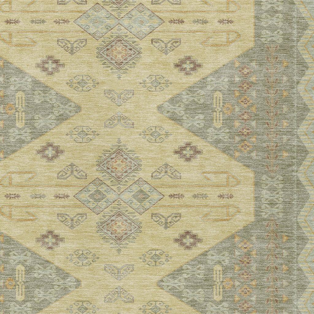 8' X 10' Sage And Wheat Geometric Washable Indoor Outdoor Area Rug - Sports & Outdoor