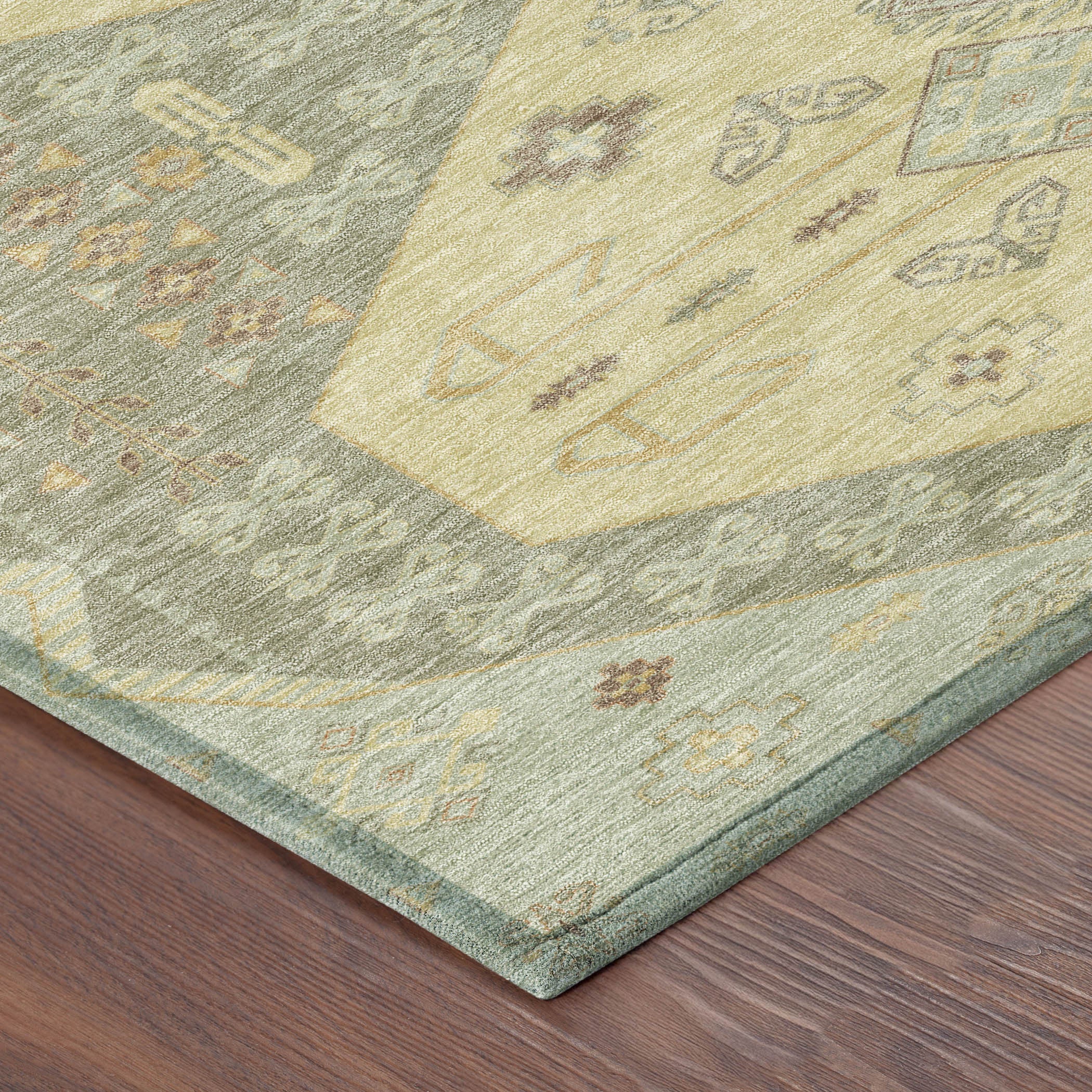 8' X 10' Sage And Wheat Geometric Washable Indoor Outdoor Area Rug - Sports & Outdoor