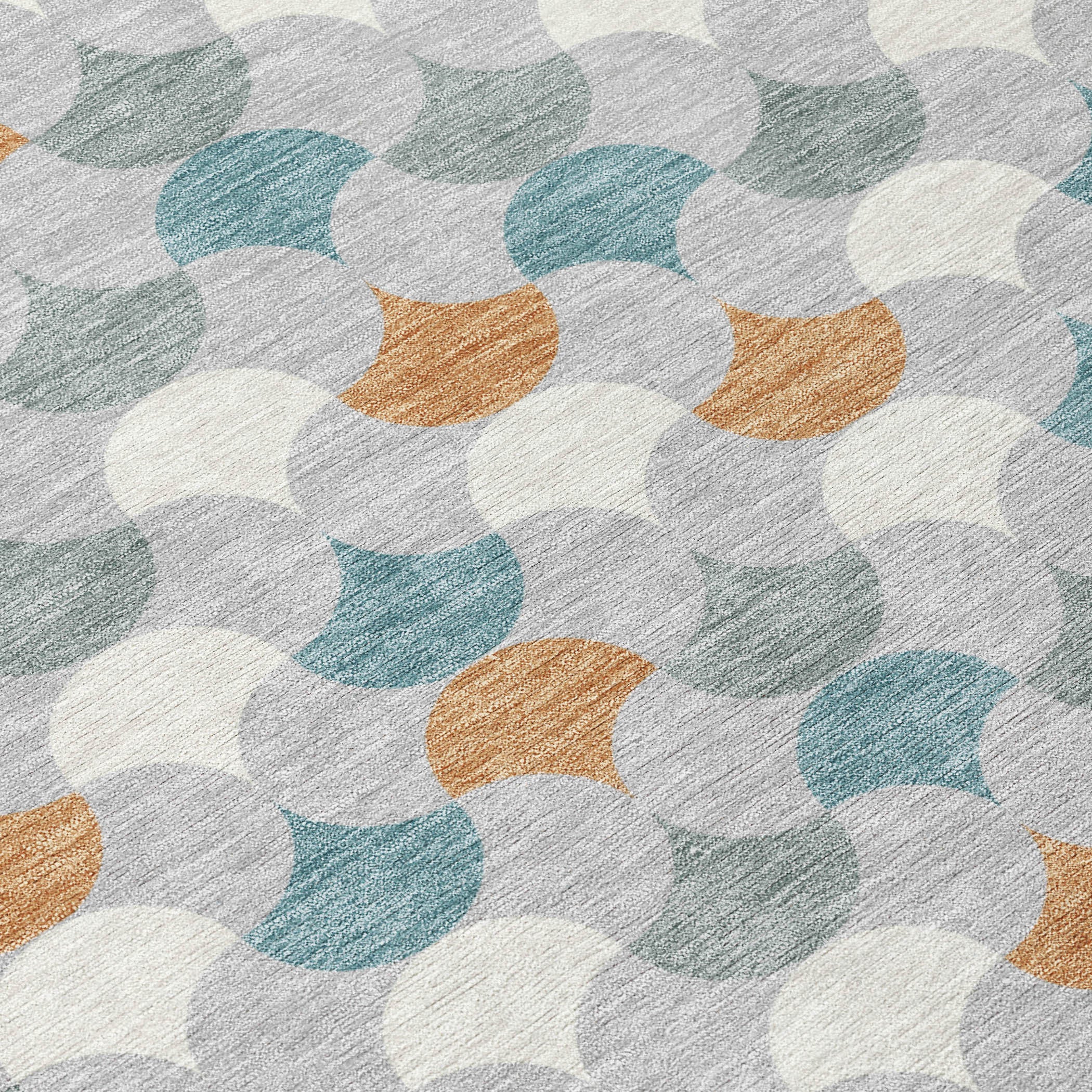 10' X 14' Silver And Copper Geometric Washable Indoor Outdoor Area Rug - Sports & Outdoor