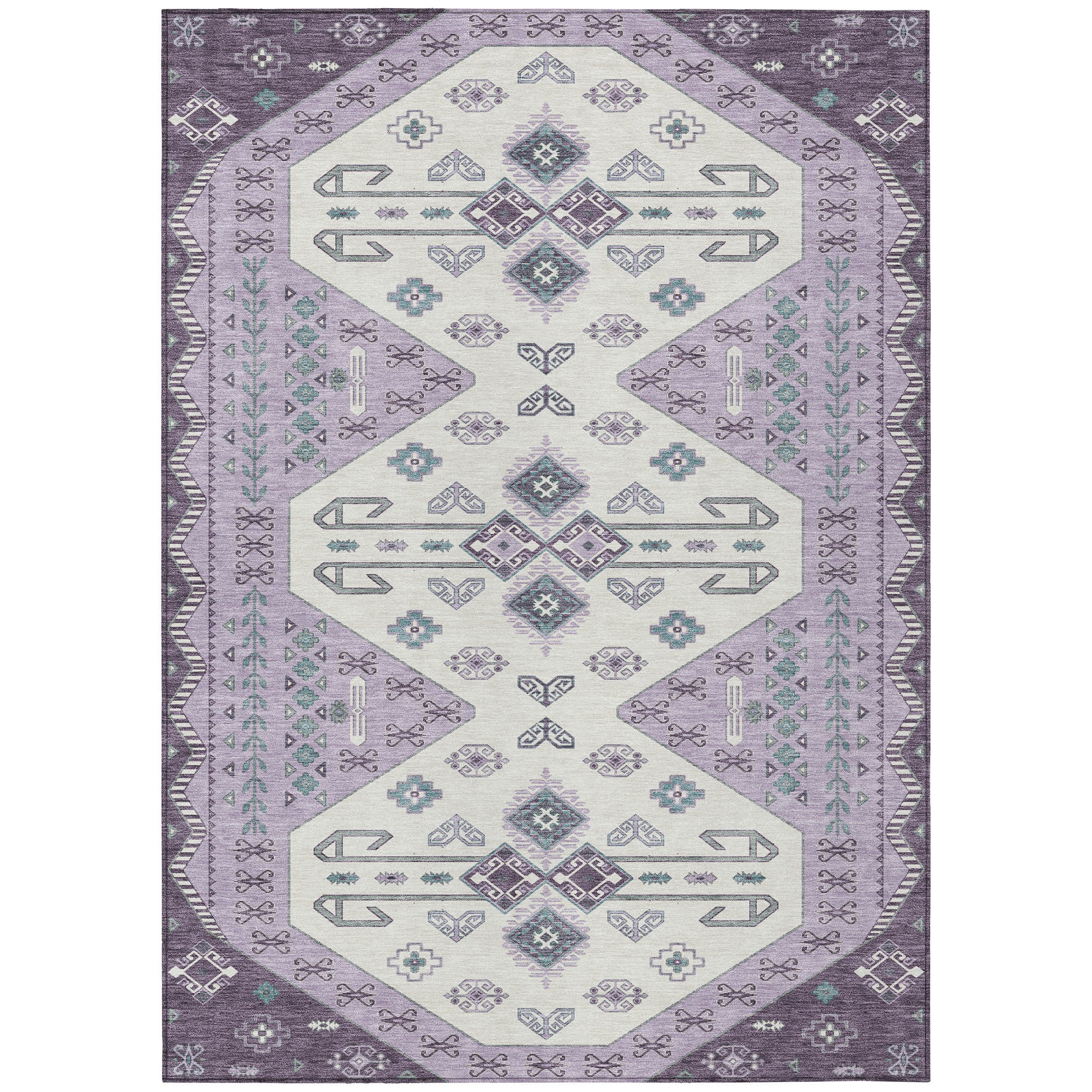 10' X 14' Purple And Lilac Geometric Washable Indoor Outdoor Area Rug - Sports & Outdoor
