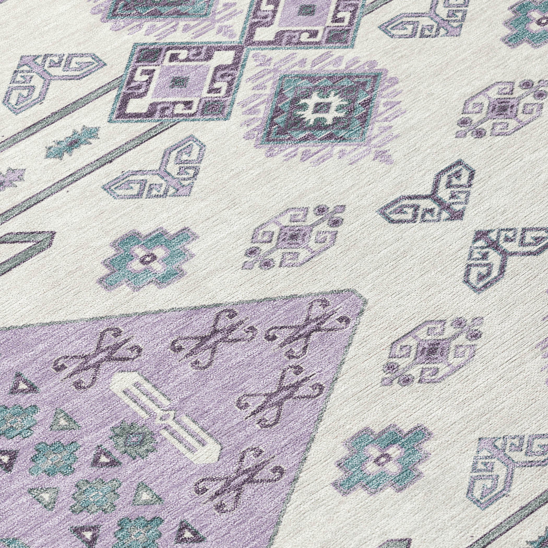 10' X 14' Purple And Lilac Geometric Washable Indoor Outdoor Area Rug - Sports & Outdoor