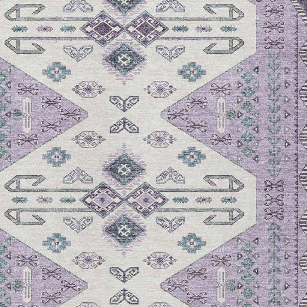 10' X 14' Purple And Lilac Geometric Washable Indoor Outdoor Area Rug - Sports & Outdoor