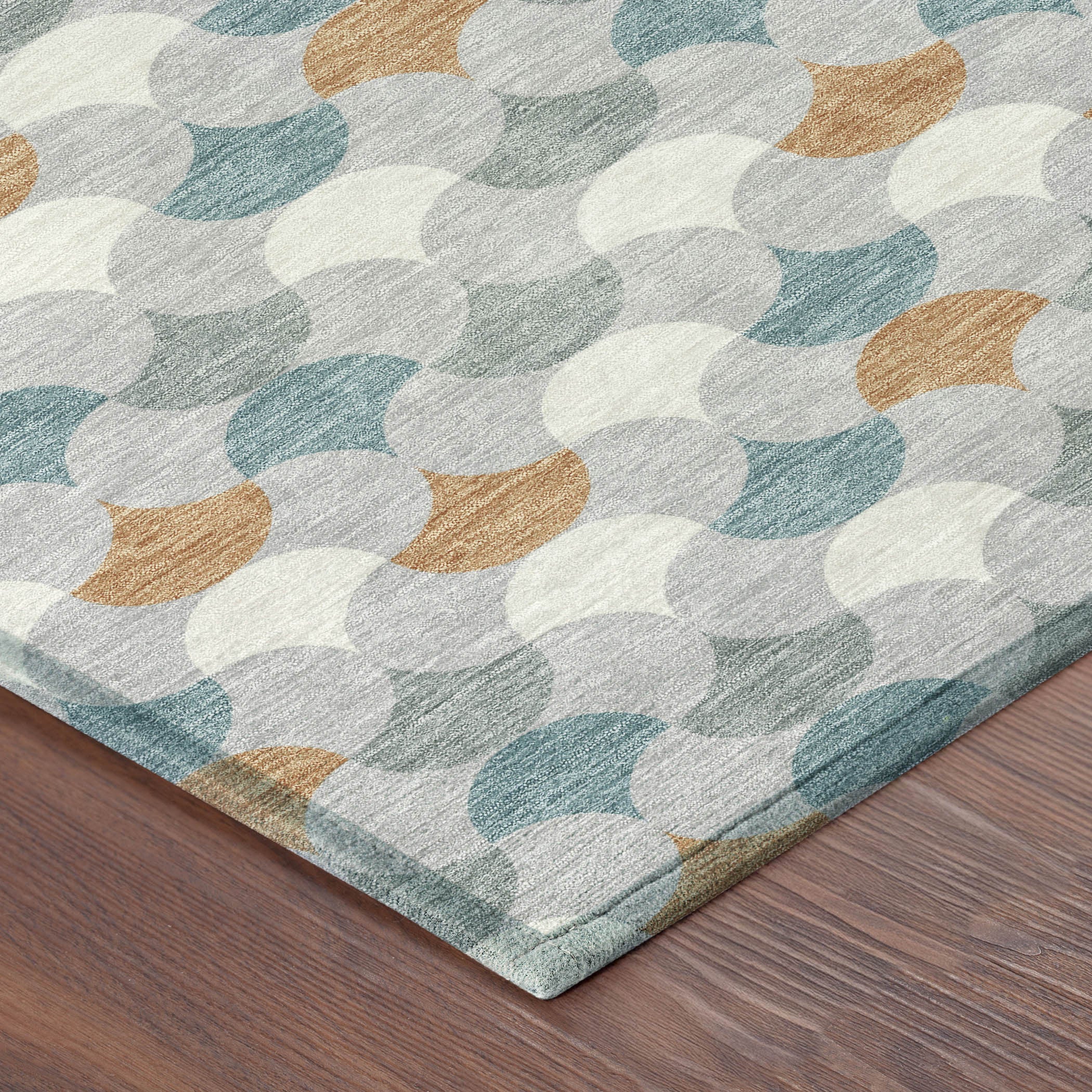 5' X 8' Silver And Copper Geometric Washable Indoor Outdoor Area Rug - Sports & Outdoor