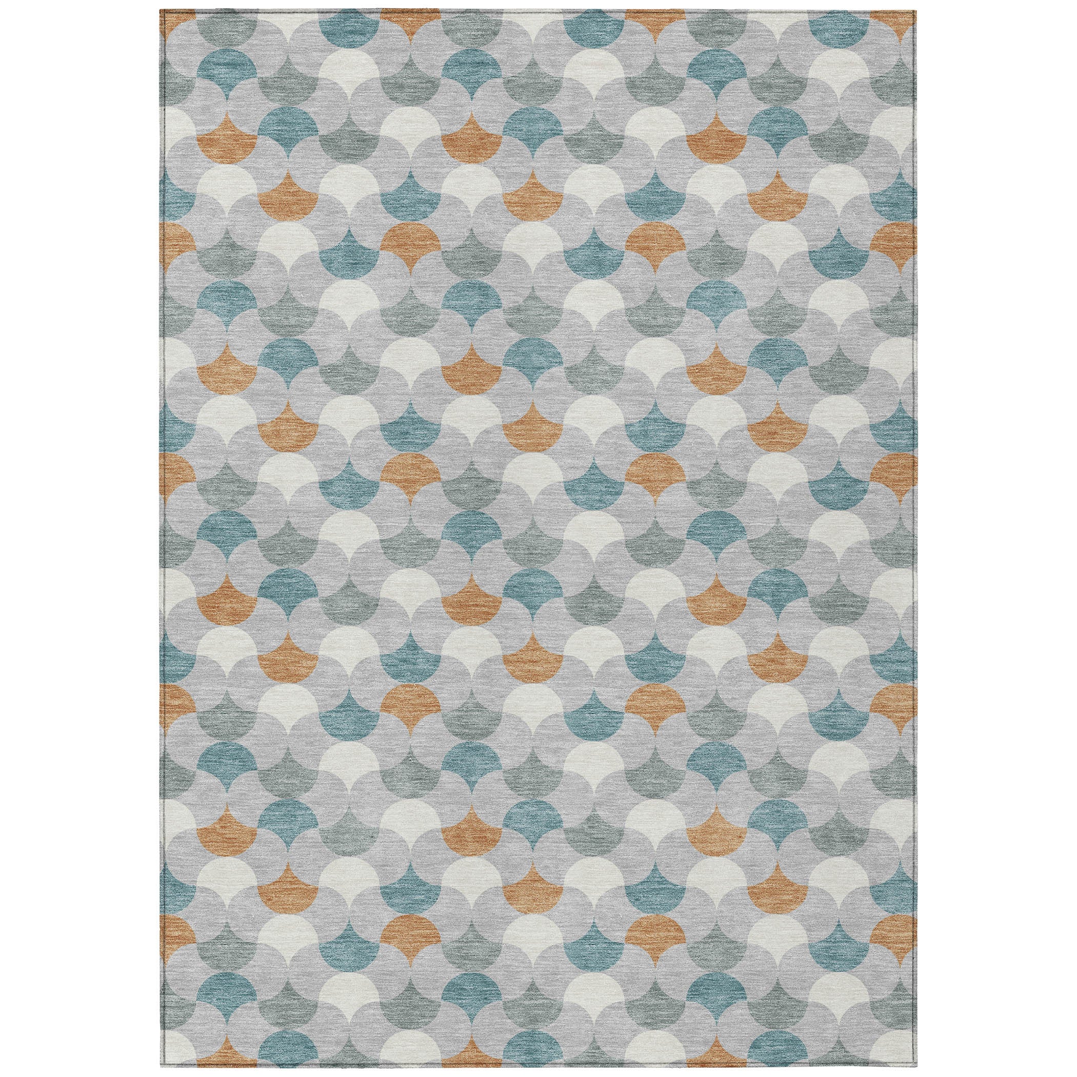 5' X 8' Silver And Copper Geometric Washable Indoor Outdoor Area Rug - Sports & Outdoor