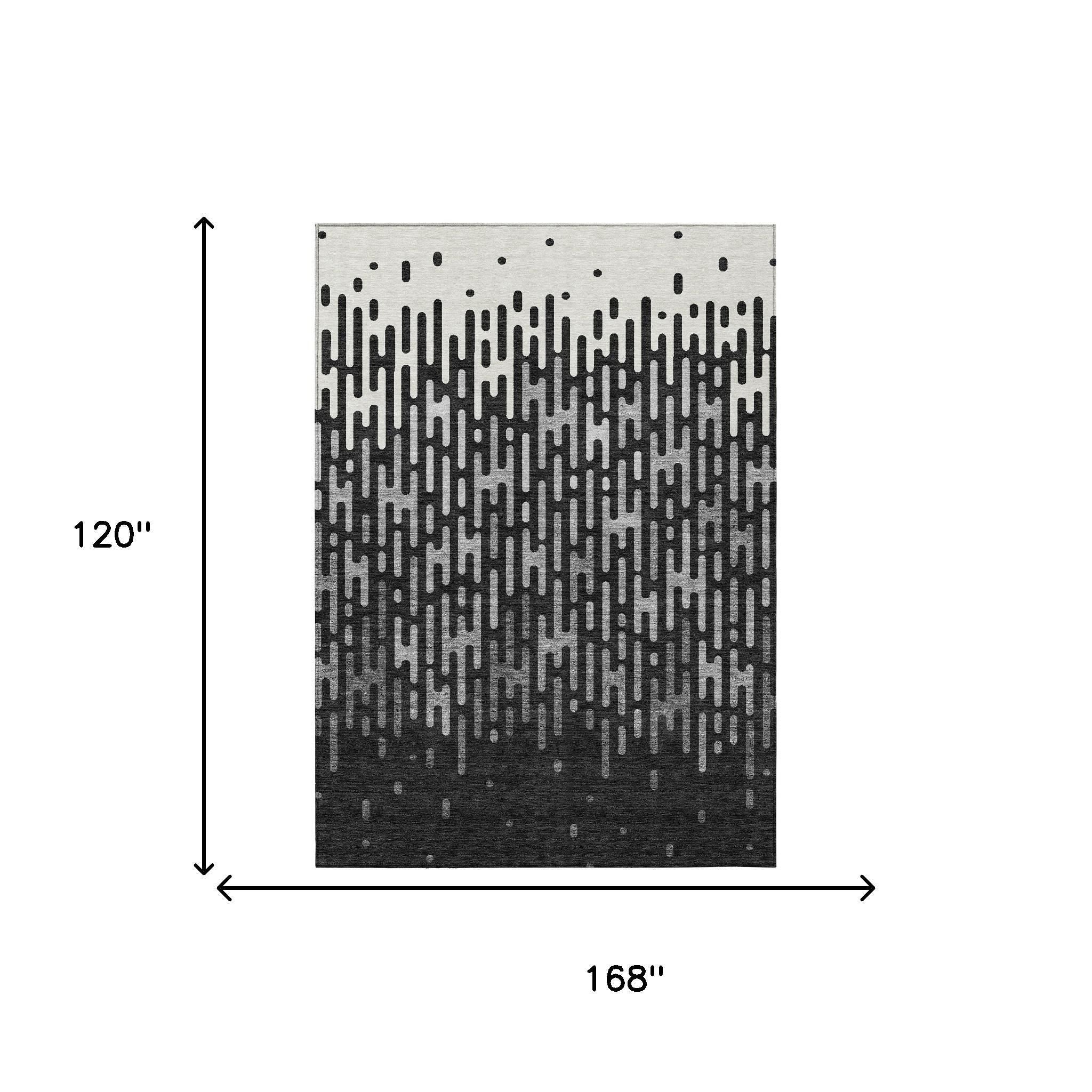 10' X 14' Black And Granite Gray Abstract Washable Indoor Outdoor Area Rug - Sports & Outdoor