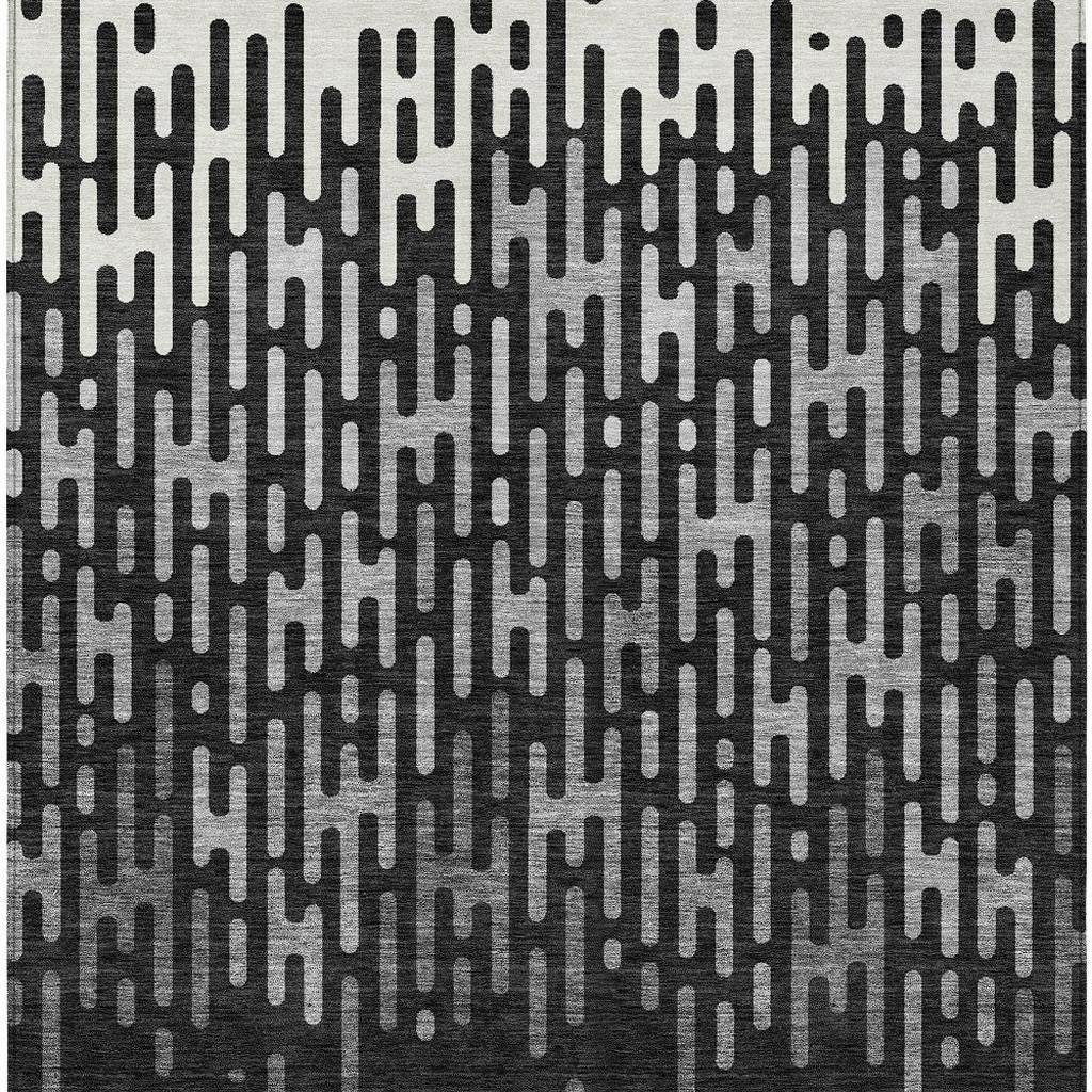 10' X 14' Black And Granite Gray Abstract Washable Indoor Outdoor Area Rug - Sports & Outdoor