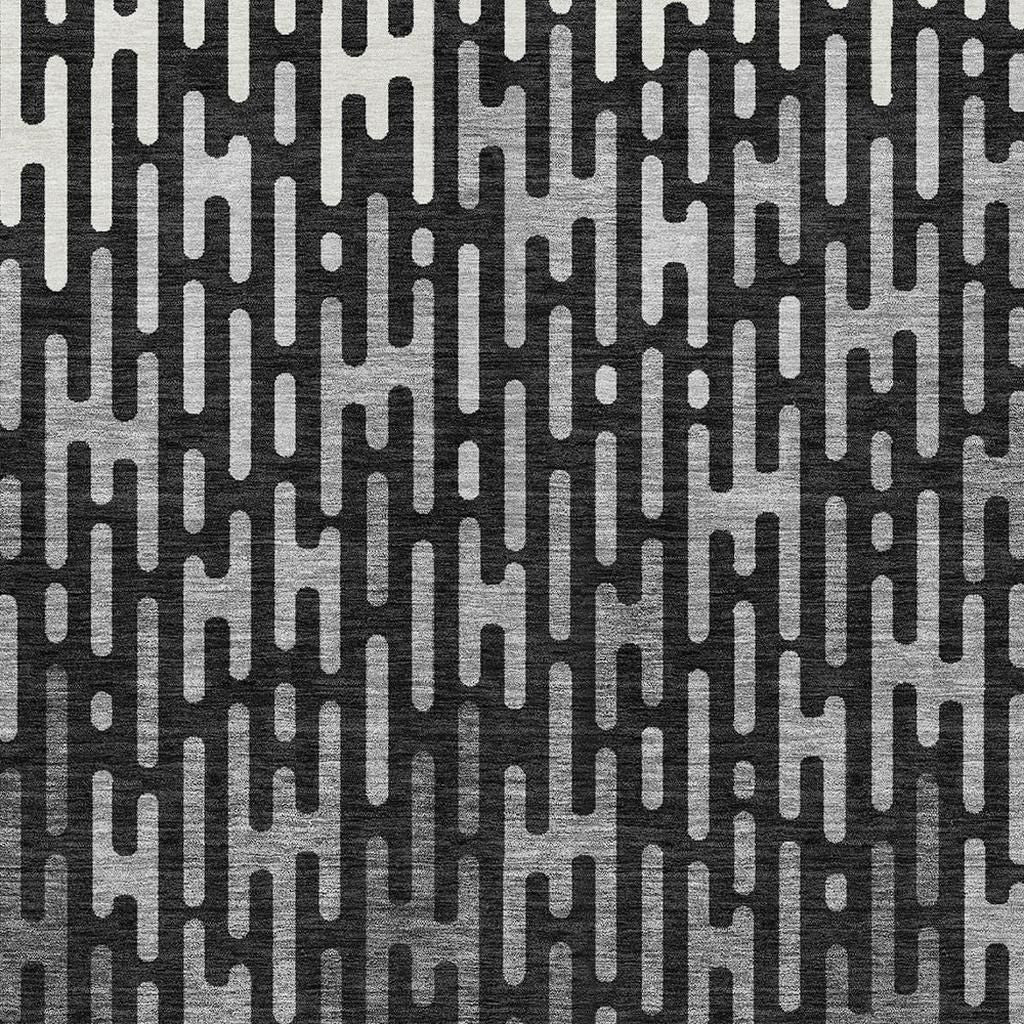 10' X 14' Black And Granite Gray Abstract Washable Indoor Outdoor Area Rug - Sports & Outdoor