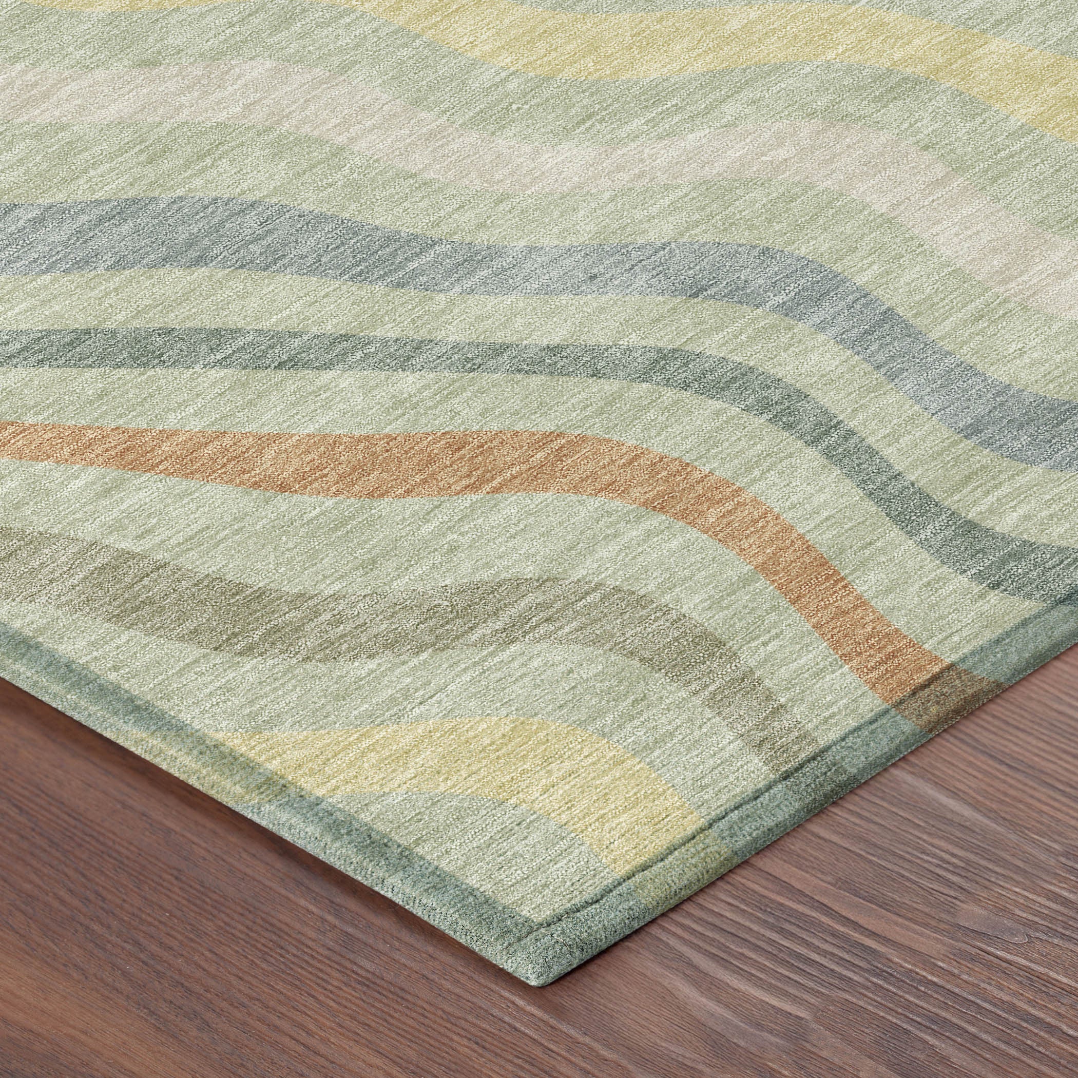 8' X 10' Green And Taupe Abstract Washable Indoor Outdoor Area Rug - Sports & Outdoor