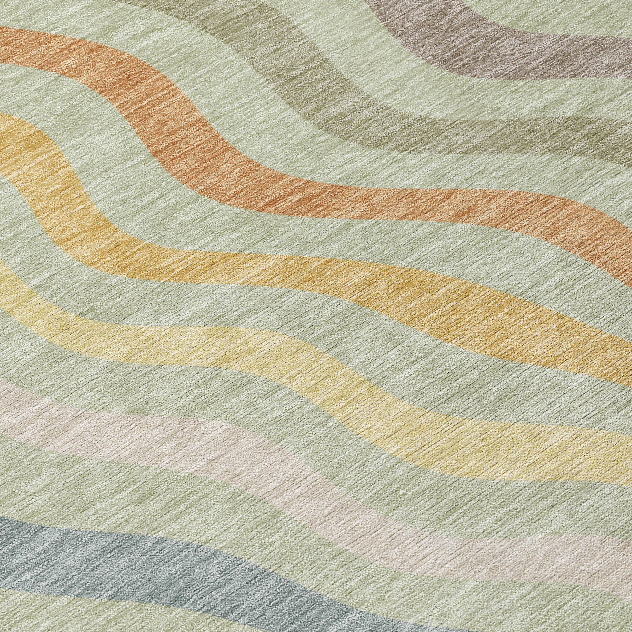 8' X 10' Green And Taupe Abstract Washable Indoor Outdoor Area Rug - Sports & Outdoor